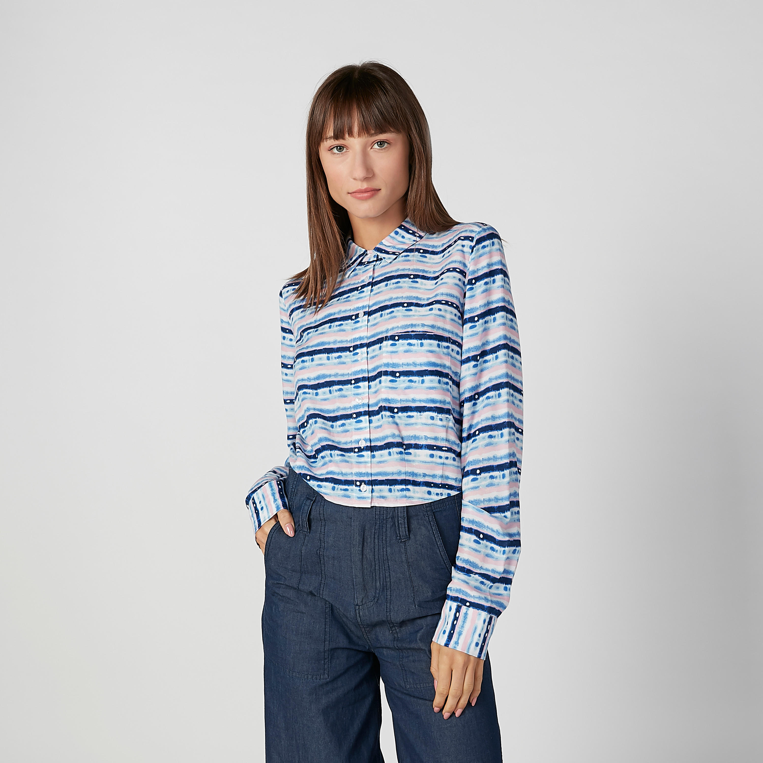 قميص قصير بأكمام طويلة وطبعات -women-clothing-shirtsandblouses-shirts-image-5