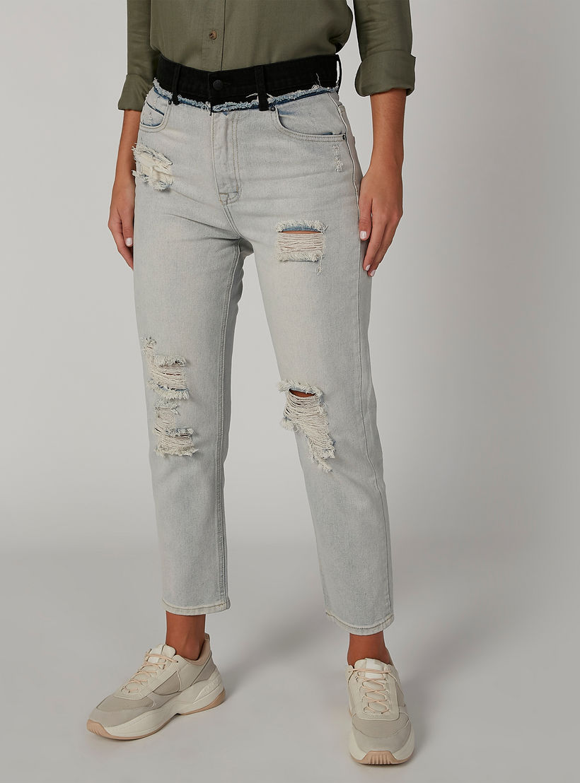 بنطلون جينز مستدام بقصّة سكيني ممزّق بخصر متوسط الارتفاع وجيوب-women-clothing-bottoms-jeans-image-1