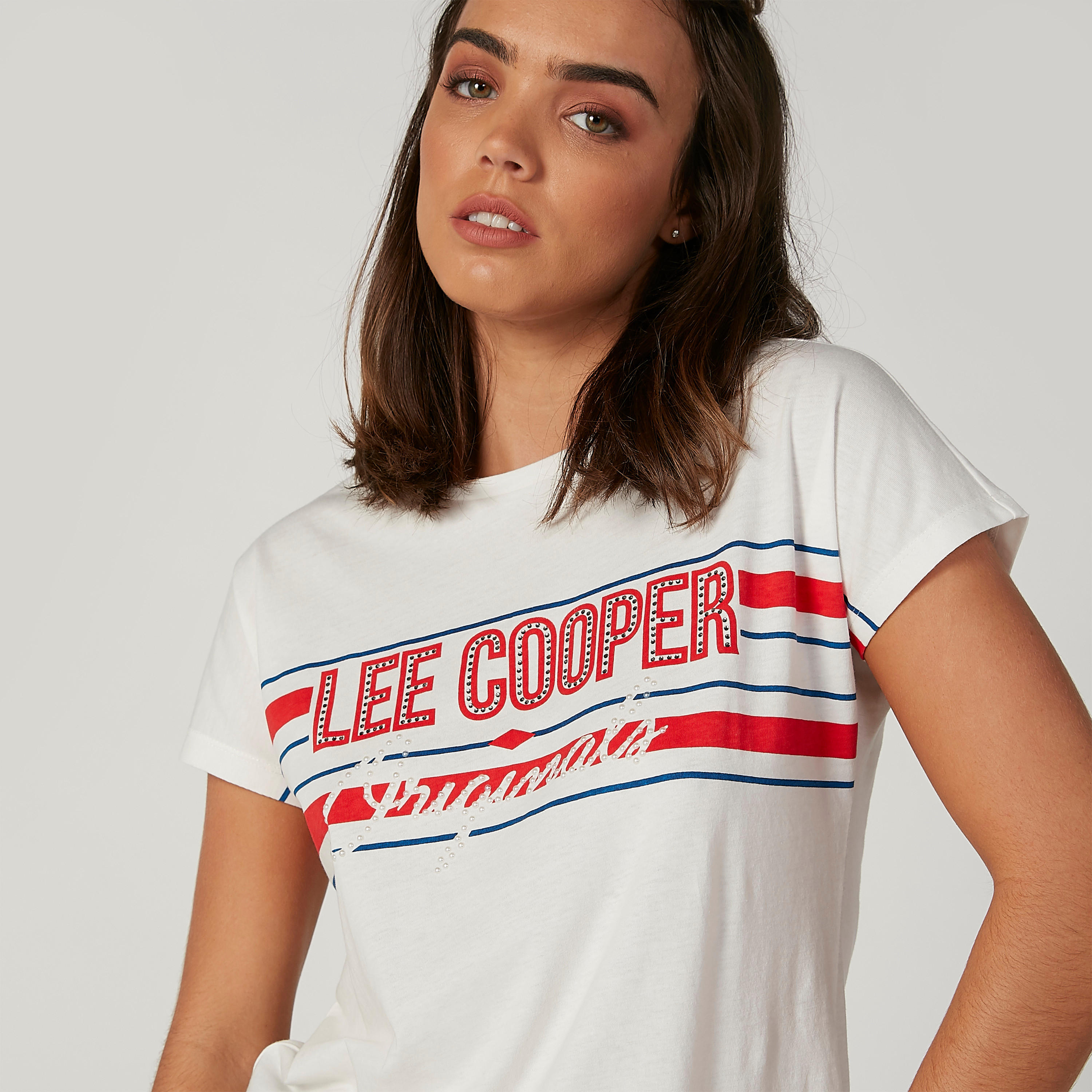 Sustainable Lee Cooper Embellished T-shirt with Short Sleeves-women-clothing-tshirts-image-4