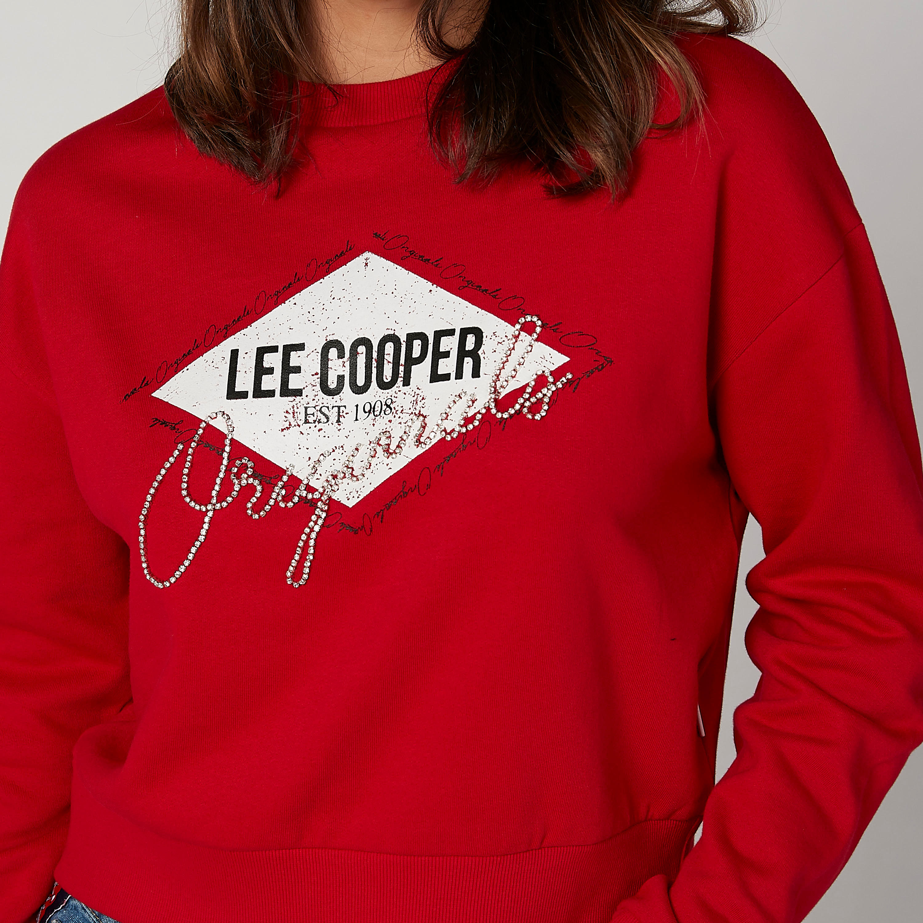سويت شيرت بياقة مستديرة وأكمام طويلة وتفاصيل مرصّعة من لي كوبر-women-winterwear-hoodiesandsweatshirts-sweatshirts-image-5