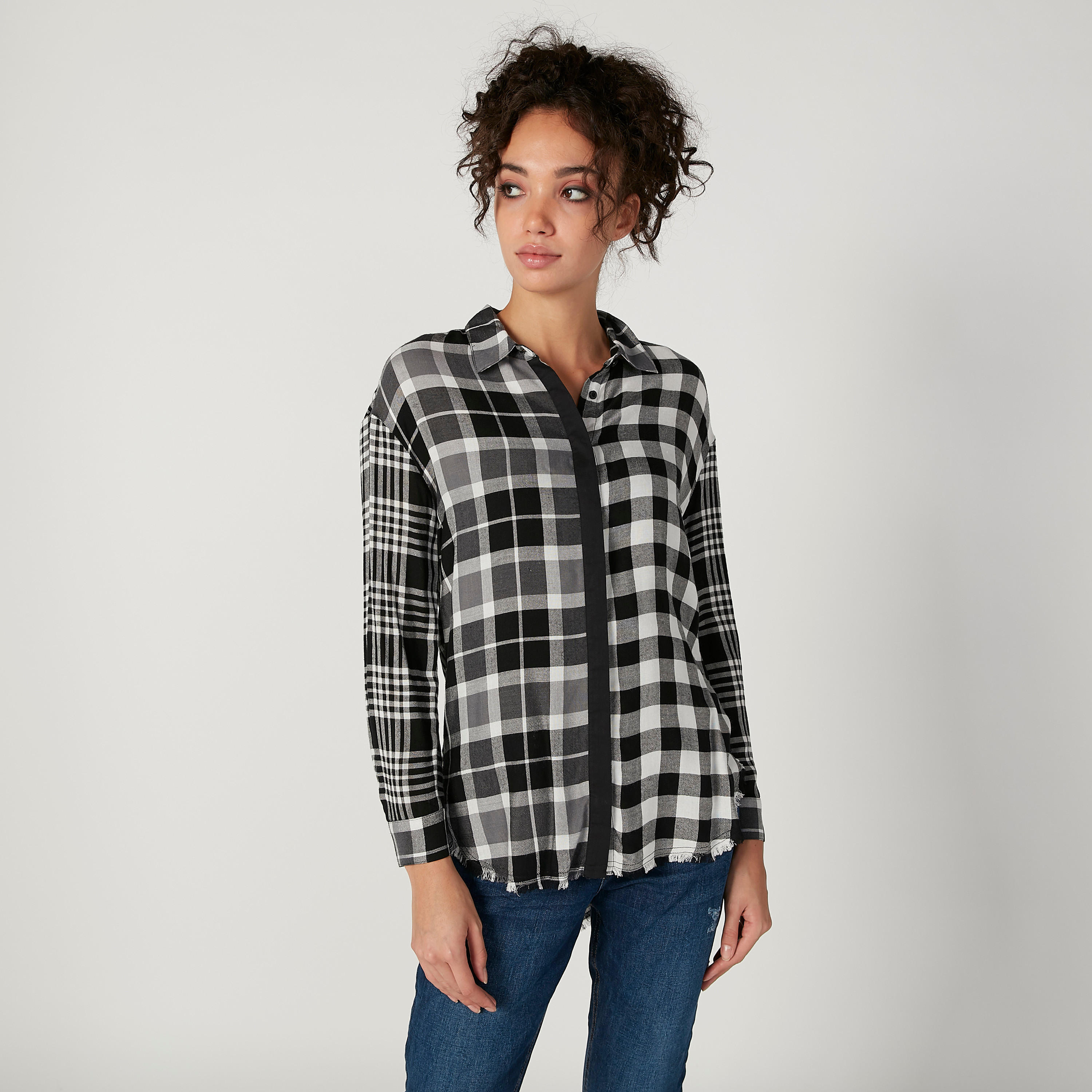 قميص مستدام كاروهات بياقة عاديّة وأكمام طويلة -women-clothing-shirtsandblouses-shirts-image-1