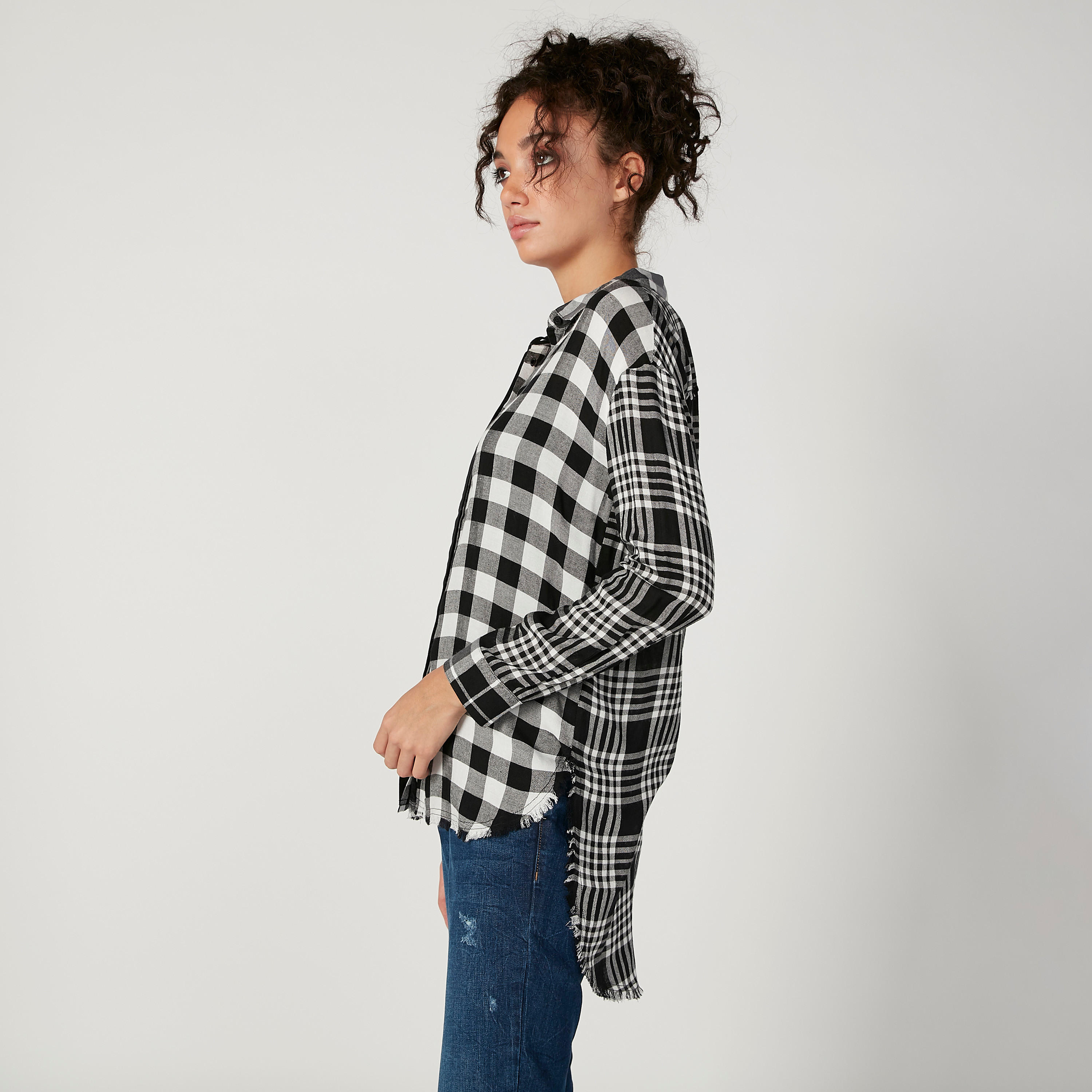 قميص مستدام كاروهات بياقة عاديّة وأكمام طويلة -women-clothing-shirtsandblouses-shirts-image-3