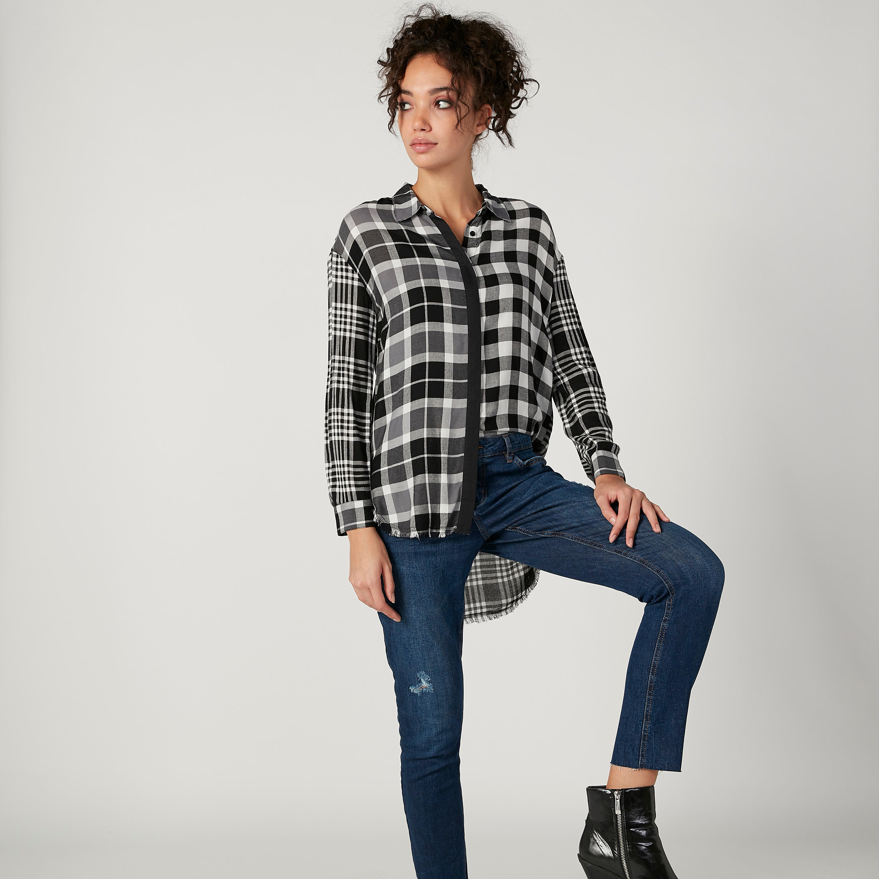 قميص مستدام كاروهات بياقة عاديّة وأكمام طويلة -women-clothing-shirtsandblouses-shirts-image-4