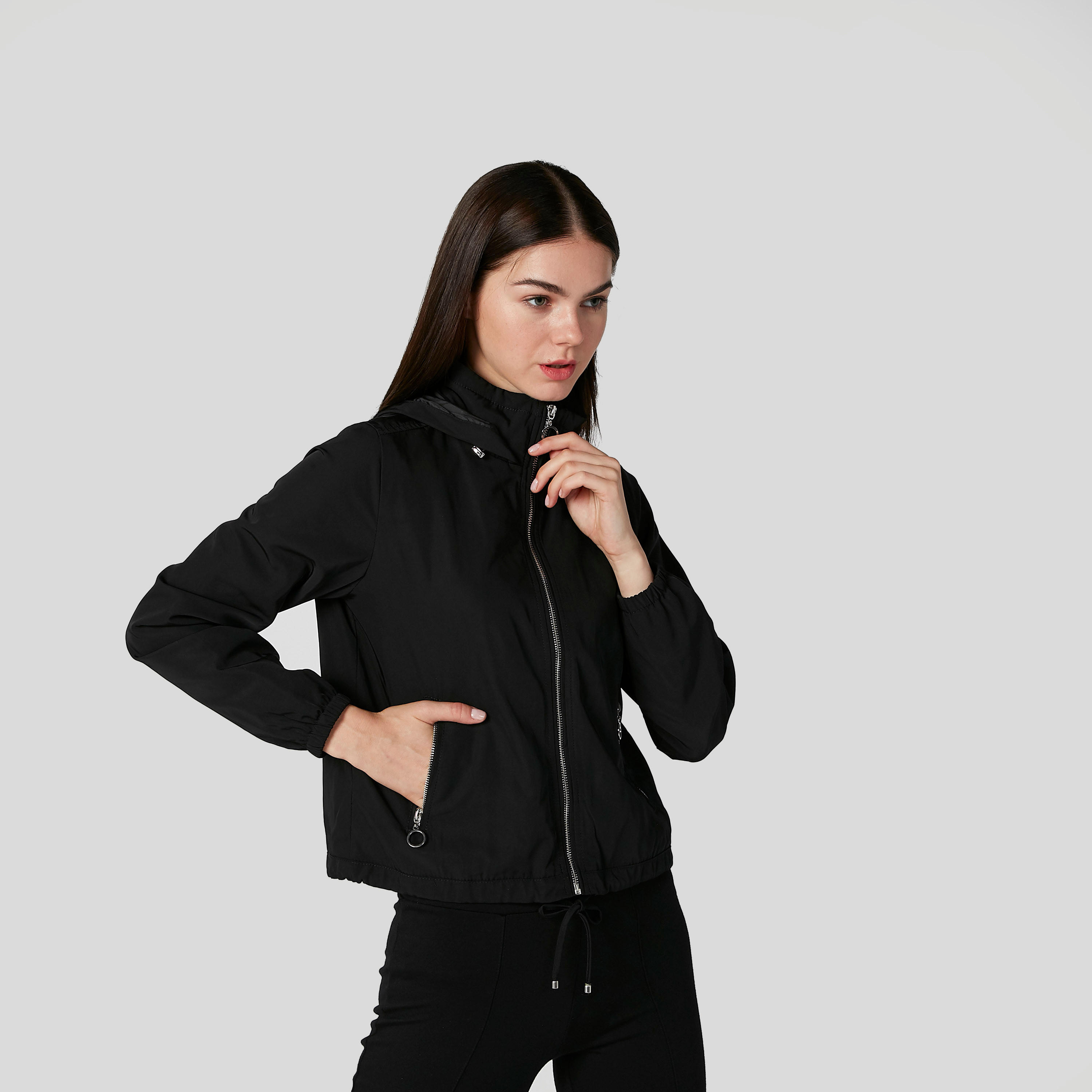 Lee Cooper Plain Jacket with Long Sleeves and Kangaroo Pockets-women-winterwear-coatsandjackets-jackets-image-10