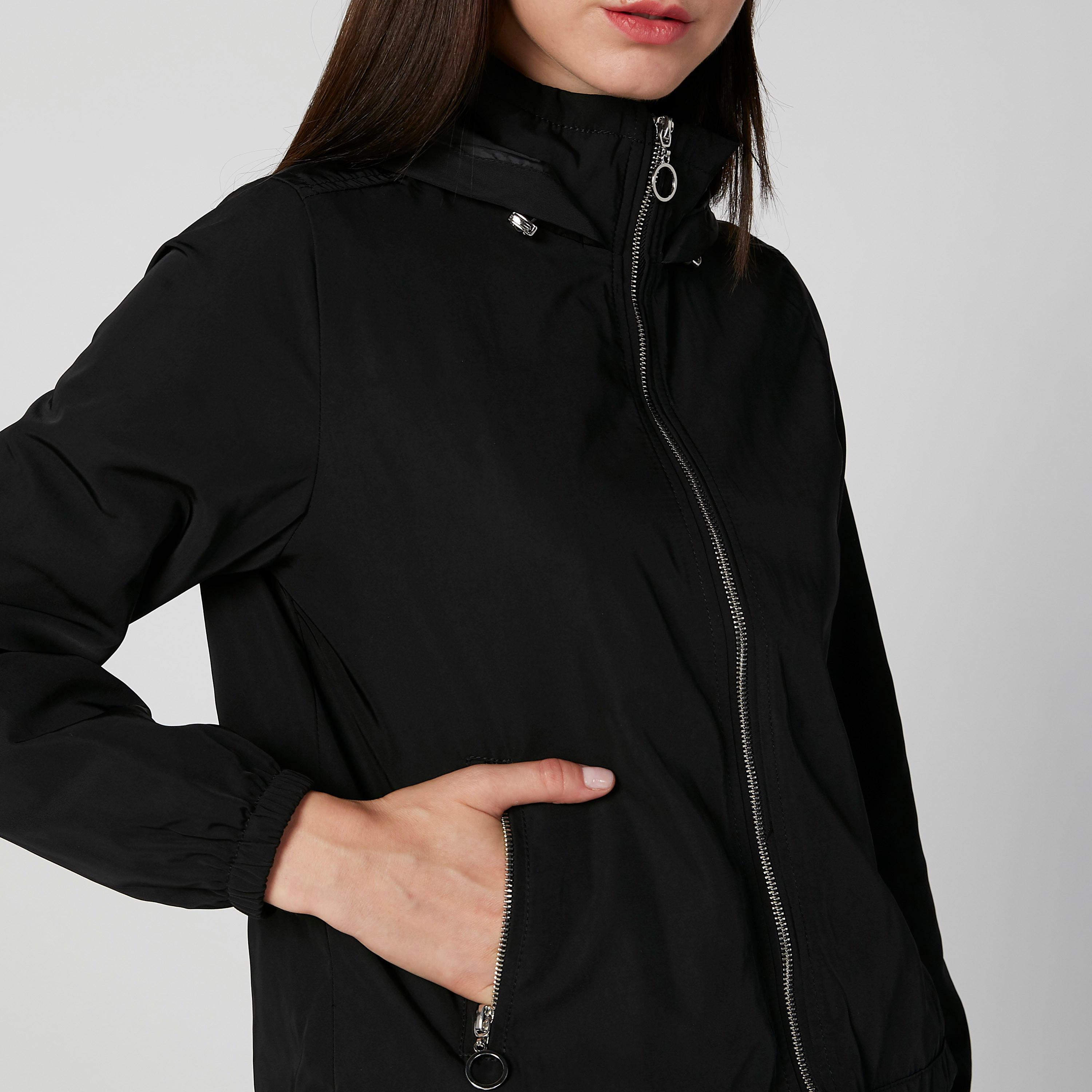 جاكيت سادة بأكمام طويلة وجيوب كنغر من لي كوبر-women-winterwear-coatsandjackets-jackets-image-12