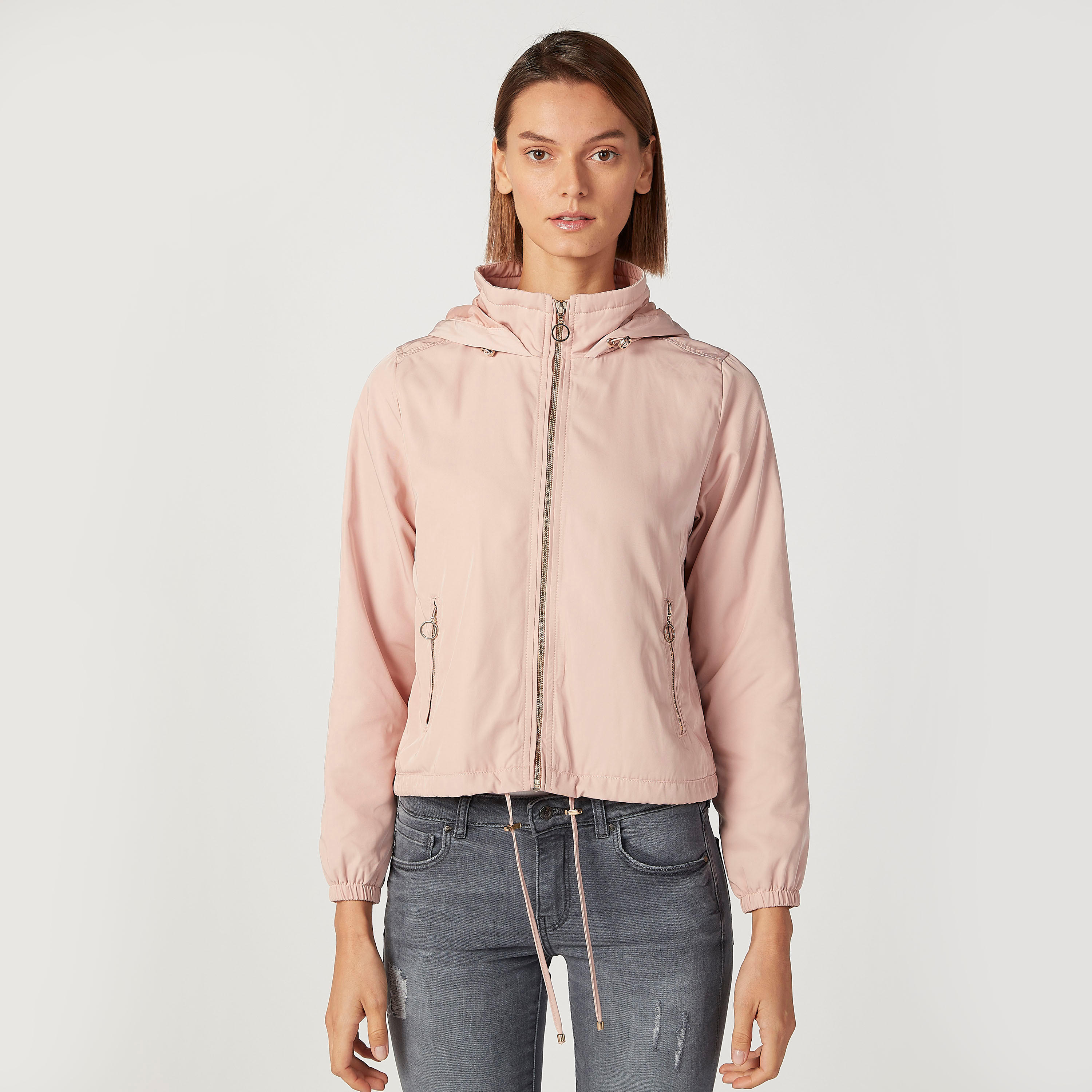 Lee Cooper Plain Jacket with Long Sleeves and Kangaroo Pockets-women-winterwear-coatsandjackets-jackets-image-5