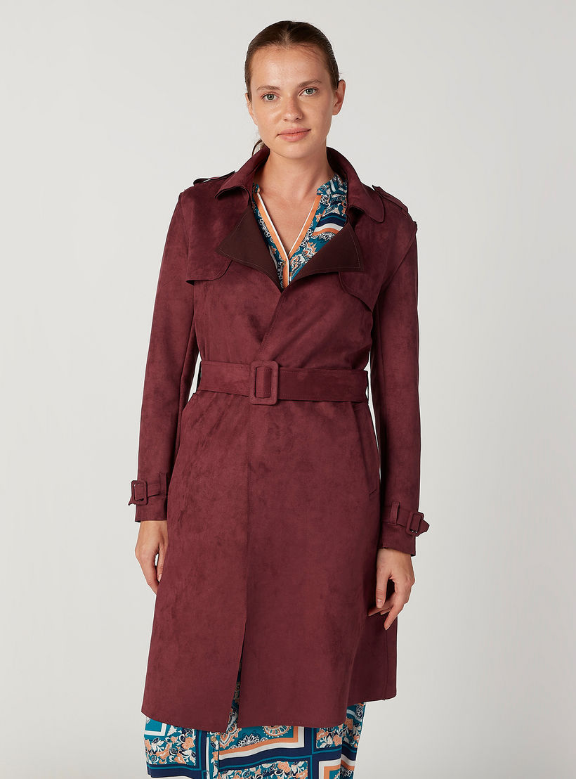 معطف طويل بارز الملمس بأكمام طويلة وجيوب من لي كوبر-women-clothing-coatsandjackets-coats-image-1