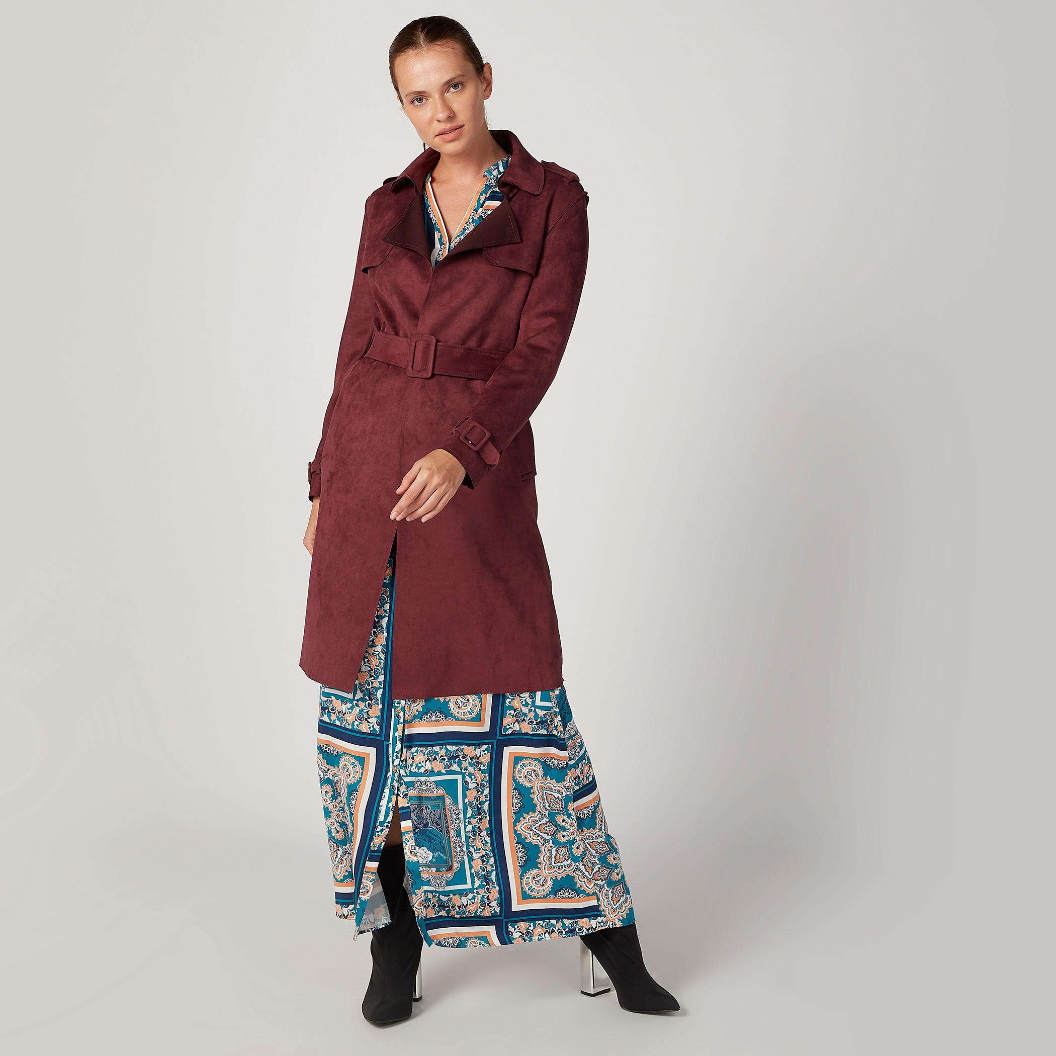 معطف طويل بارز الملمس بأكمام طويلة وجيوب من لي كوبر-women-clothing-coatsandjackets-coats-image-2