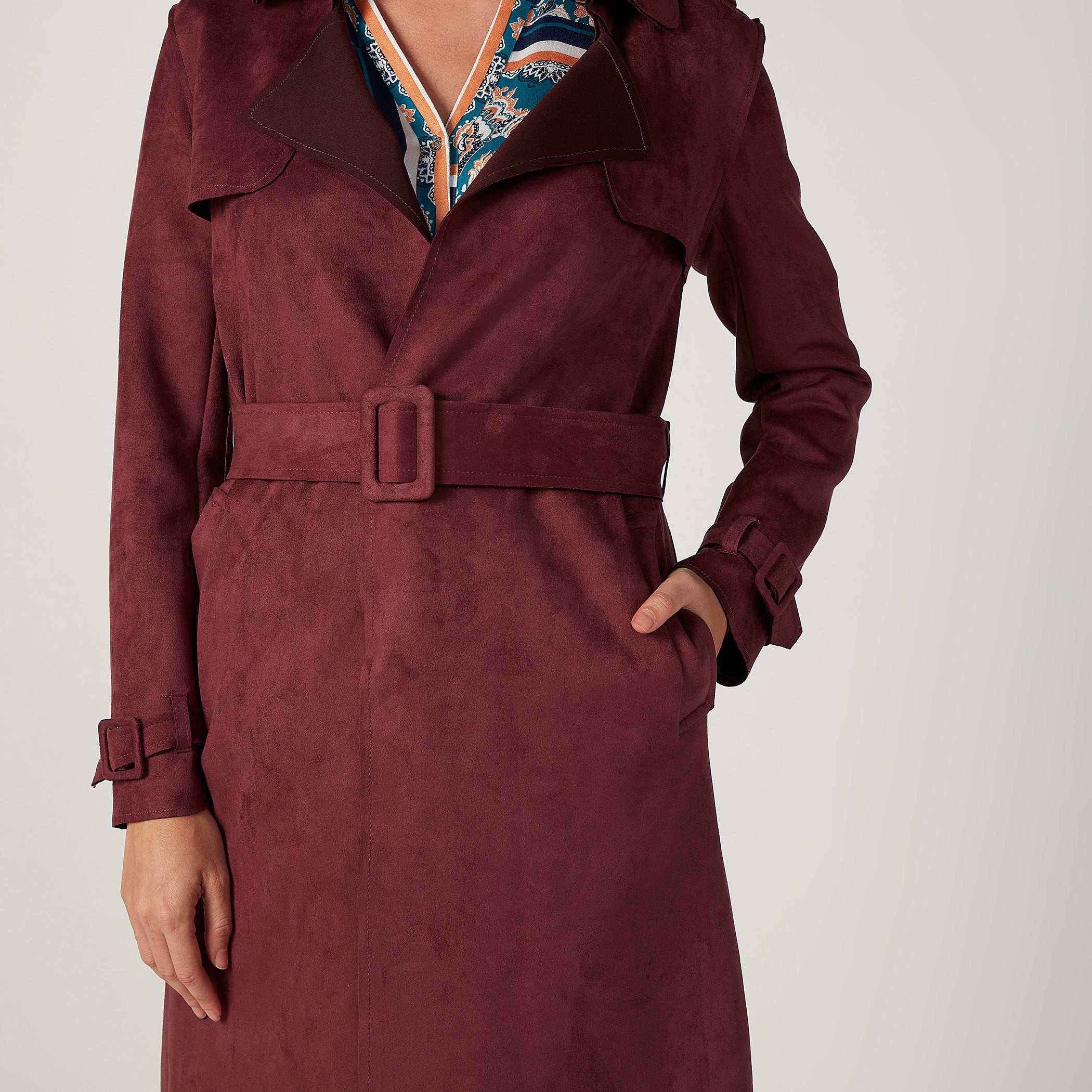 معطف طويل بارز الملمس بأكمام طويلة وجيوب من لي كوبر-women-clothing-coatsandjackets-coats-image-3