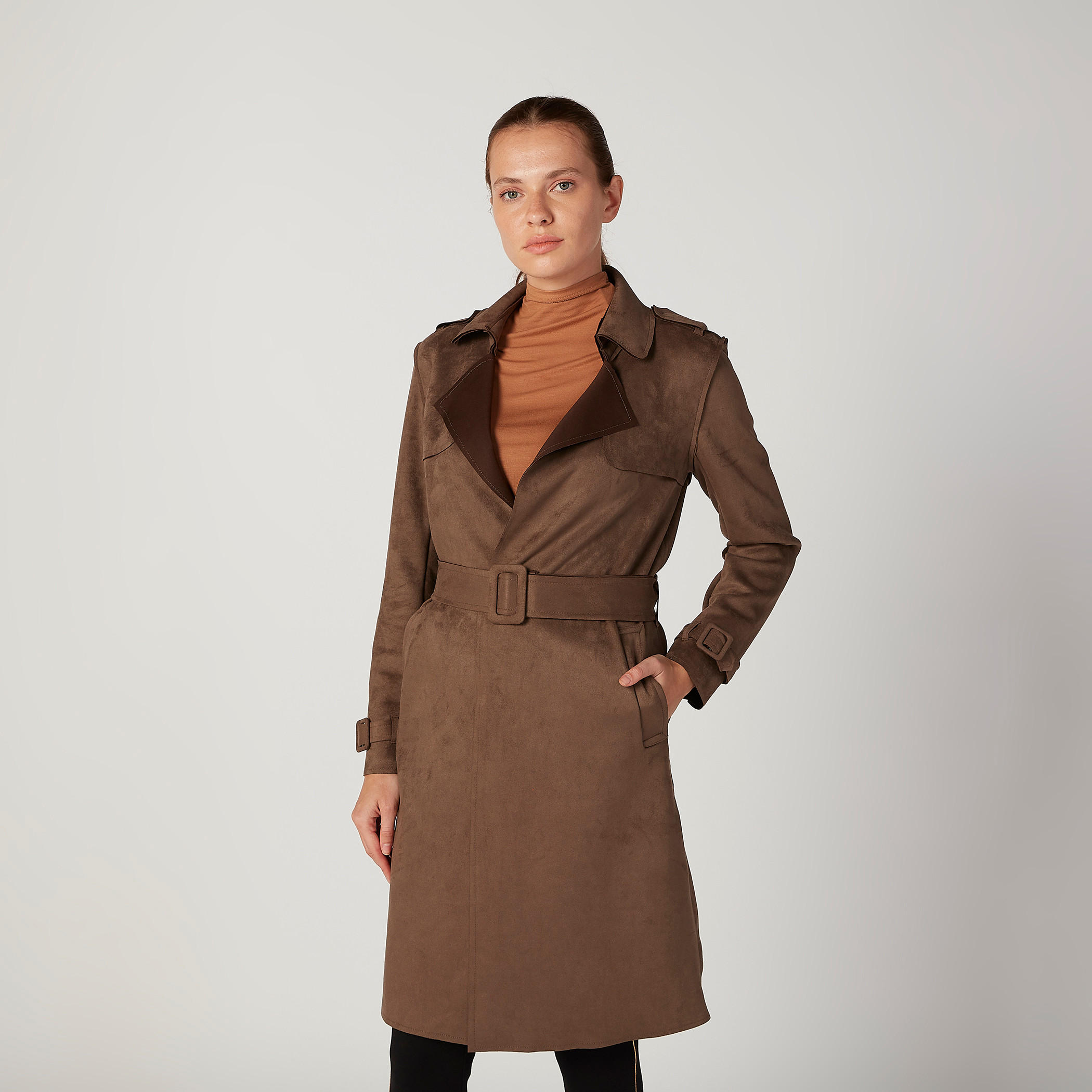 Lee Cooper Textured Trench Coat with Long Sleeves and Pocket Detail-women-clothing-coatsandjackets-coats-image-1