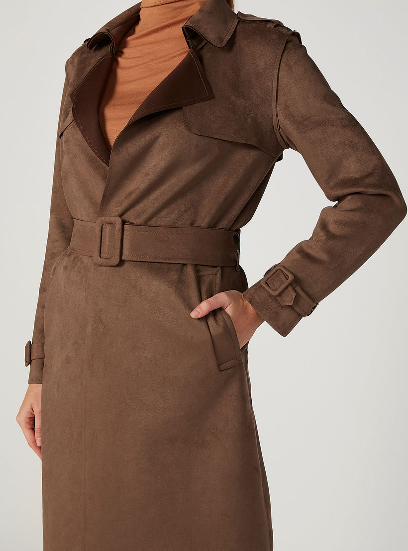 Lee Cooper Textured Trench Coat with Long Sleeves and Pocket Detail-women-clothing-coatsandjackets-coats-image-3