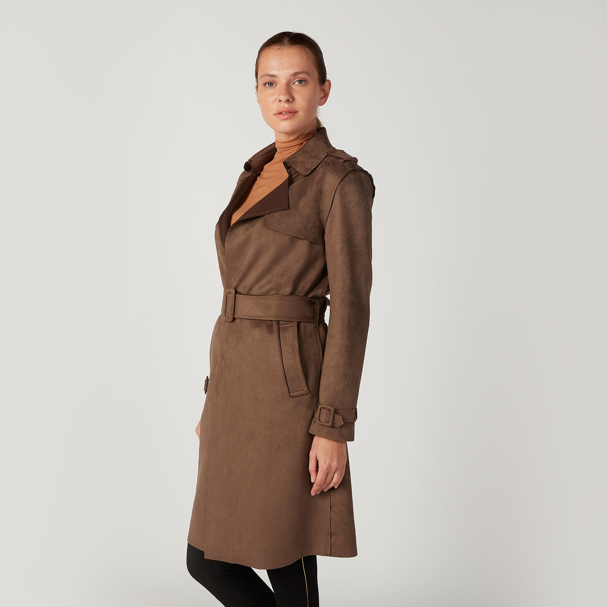 Lee Cooper Textured Trench Coat with Long Sleeves and Pocket Detail-women-clothing-coatsandjackets-coats-image-5