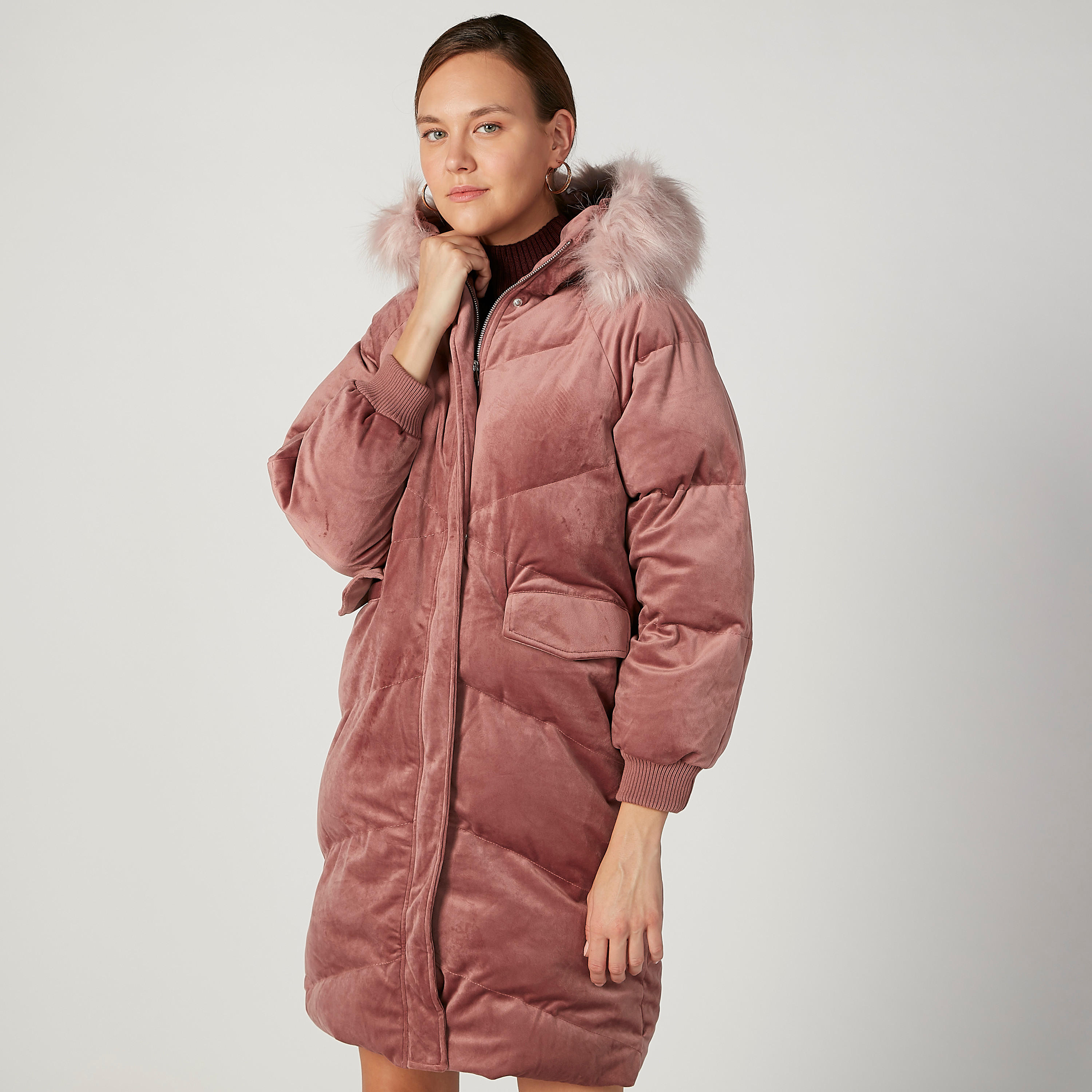 جاكيت مستدام باركا بارز الملمس بأكمام طويلة وقبعة من لي كوبر-women-winterwear-coatsandjackets-jackets-image-1