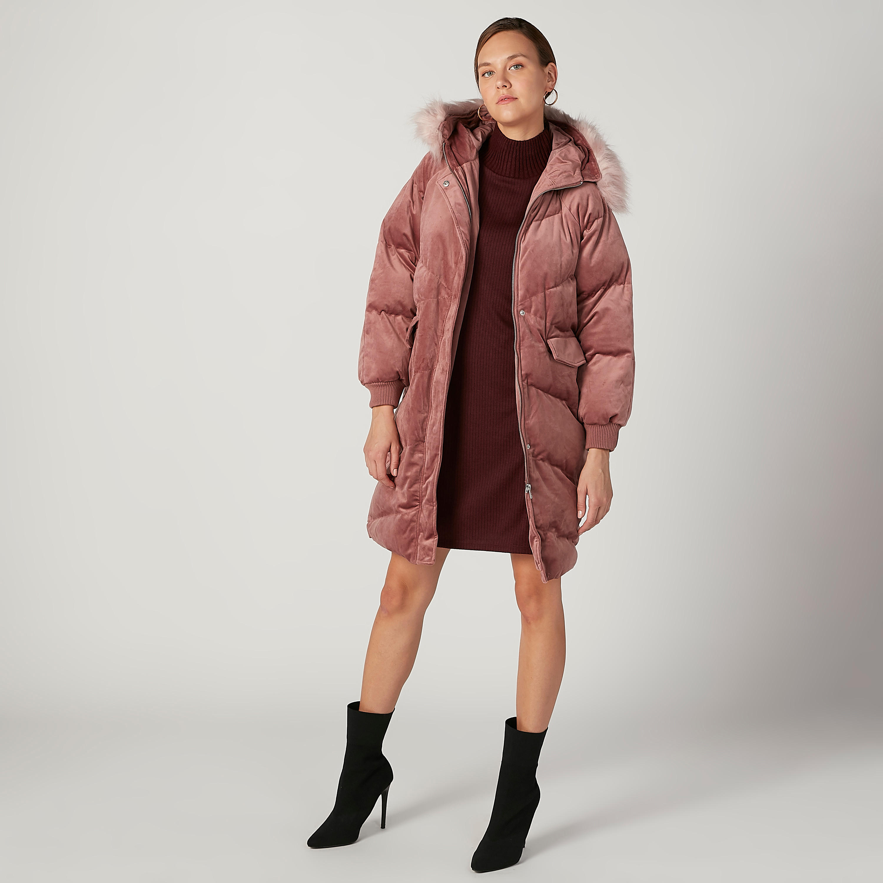 جاكيت مستدام باركا بارز الملمس بأكمام طويلة وقبعة من لي كوبر-women-winterwear-coatsandjackets-jackets-image-2