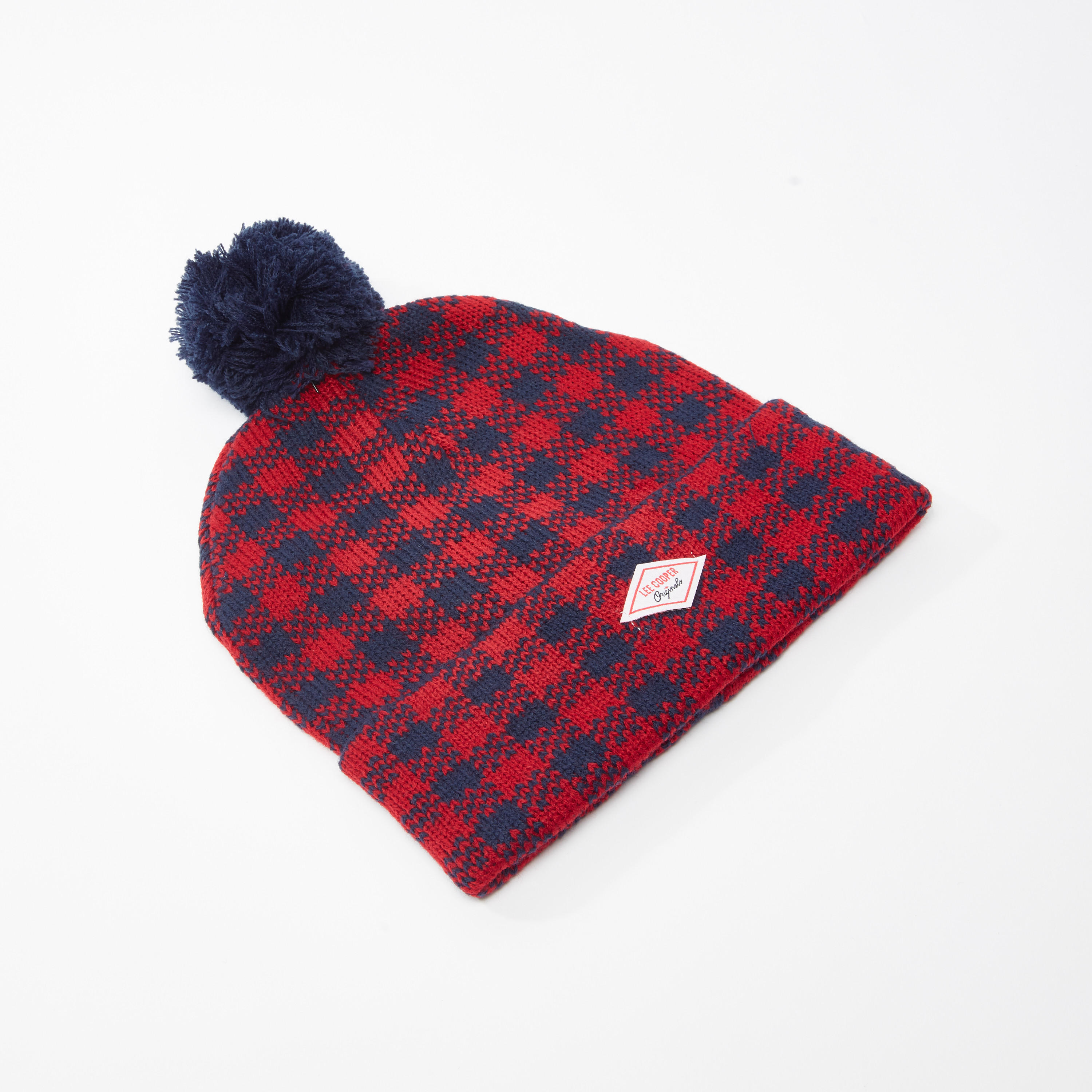 قبعة بيني كاروهات بتزيينات من لي كوبر-women-clothingaccessories-capsandhats-image-1