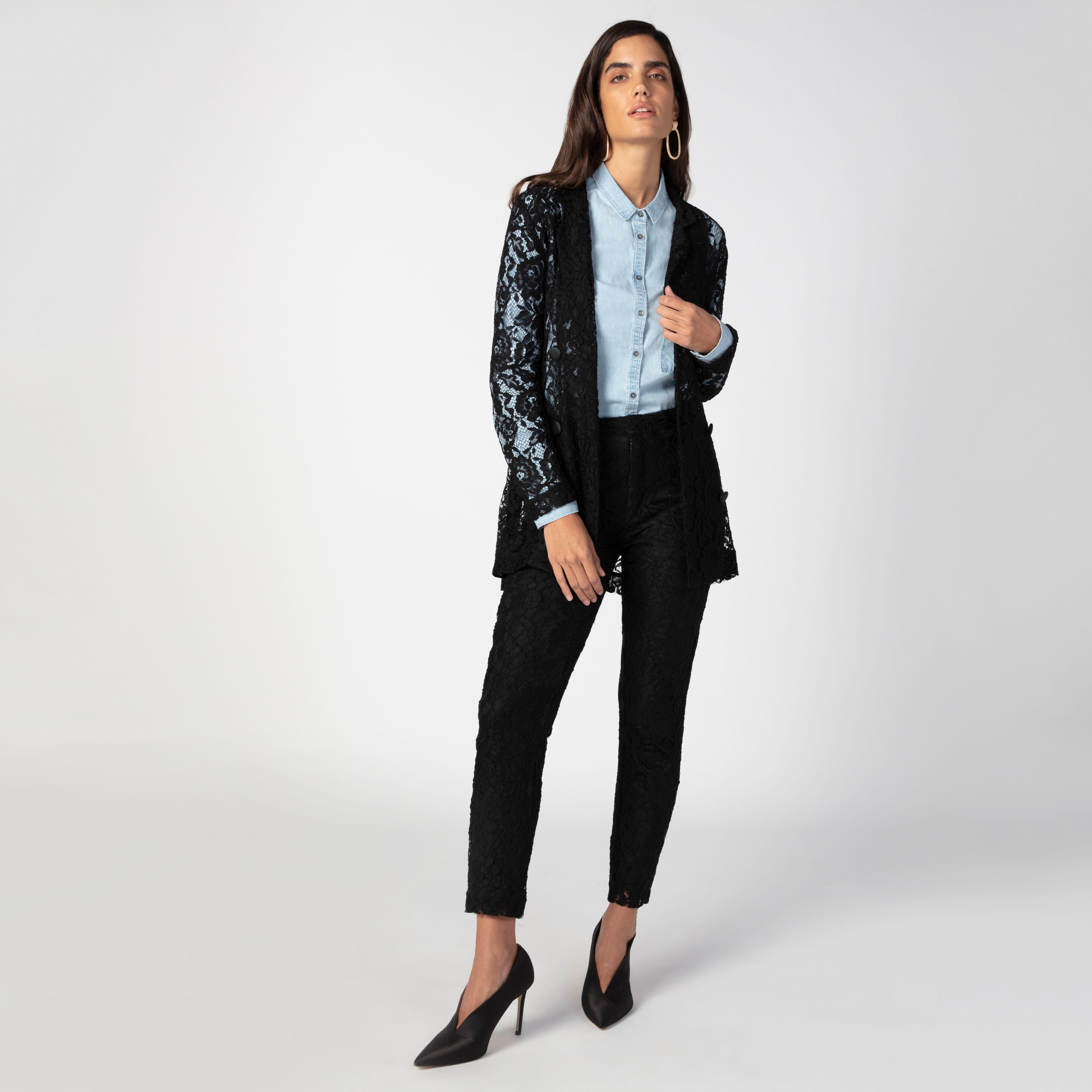 قميص سادة بياقة عاديّة وأكمام طويلة من لي كوبر-women-clothing-shirtsandblouses-shirts-image-2