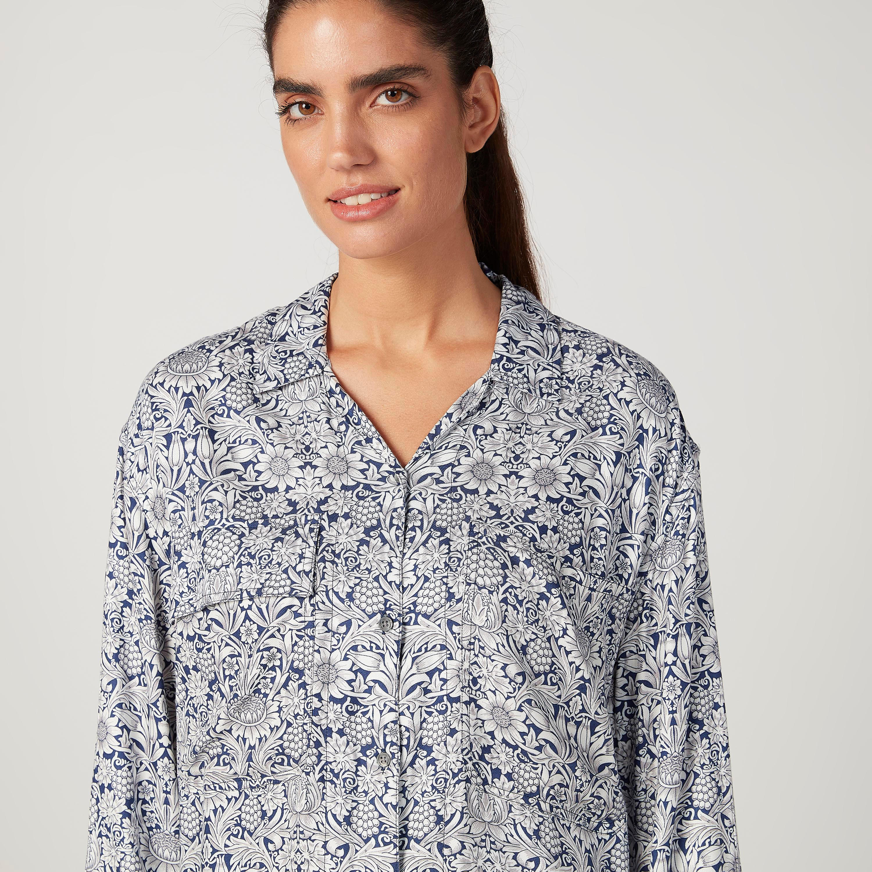 قميص بياقة عاديّة وأكمام طويلة وطبعات زهرية من لي كوبر-women-clothing-shirtsandblouses-shirts-image-3