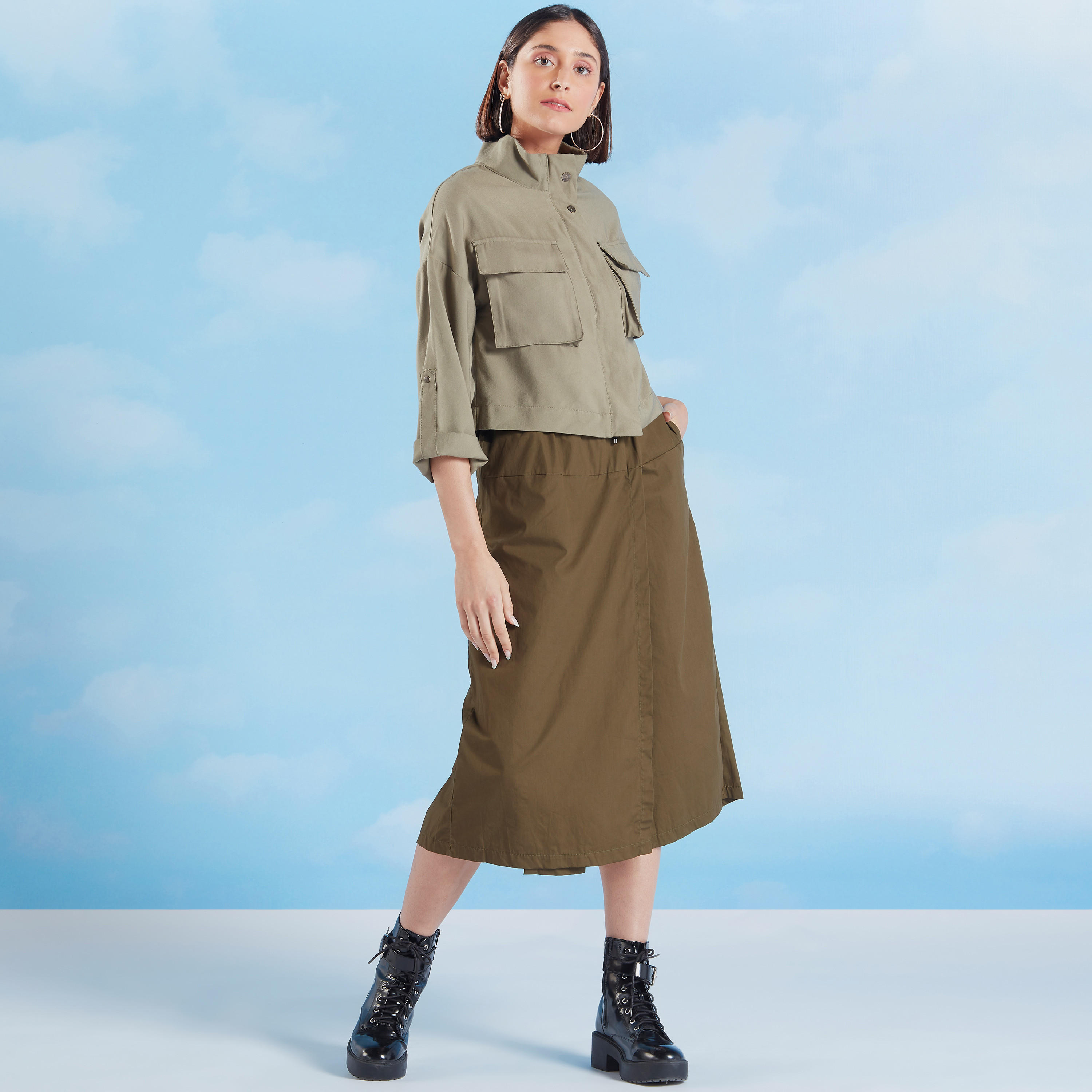 جاكيت بومبر مستدام سادة بأكمام طويلة من لي كوبر-women-winterwear-coatsandjackets-jackets-image-6