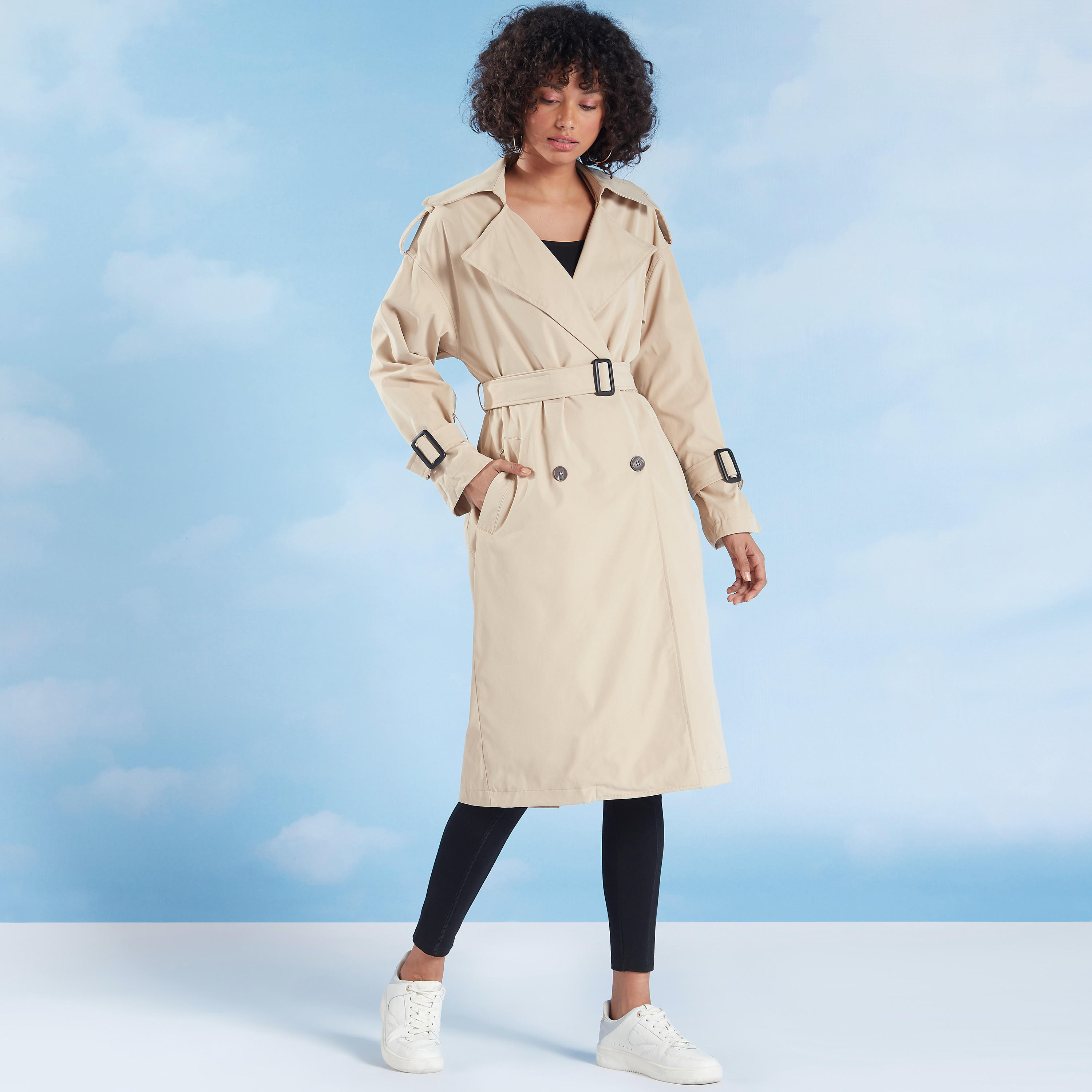 فستان قميص مستدام سادة بأكمام قصيرة وياقة عادية -women-winterwear-coatsandjackets-jackets-image-1