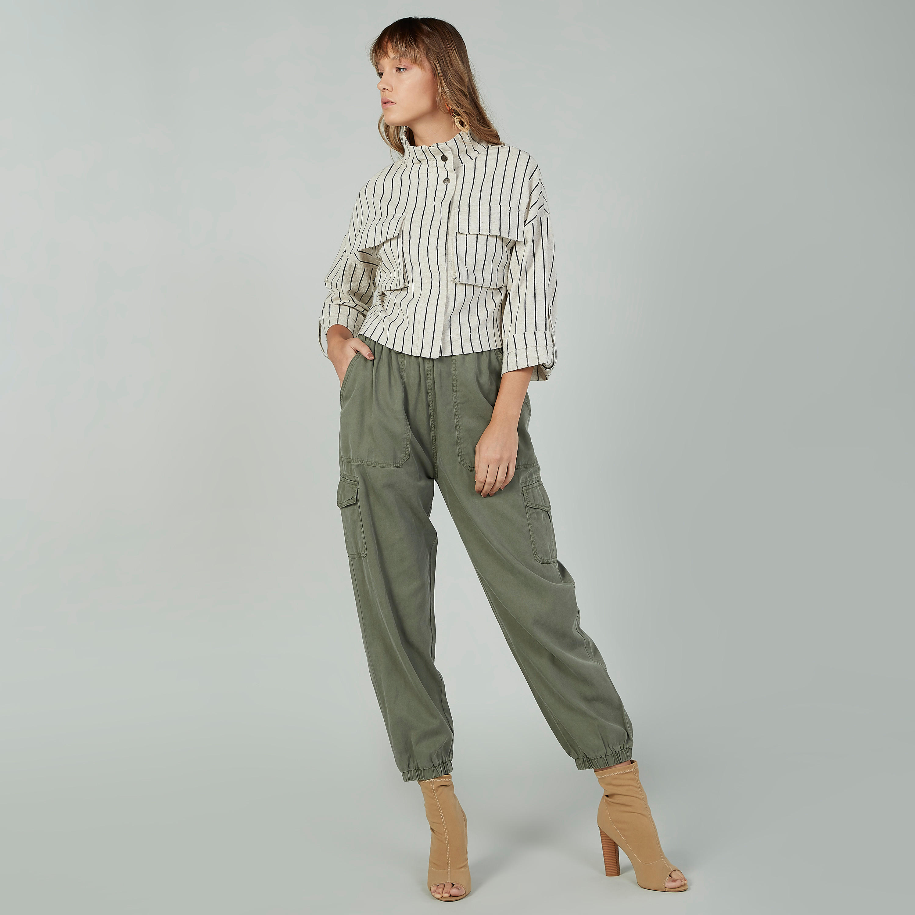 Sustainable Lee Cooper Striped Bomber Jacket with Long Sleeves-women-winterwear-coatsandjackets-jackets-image-2