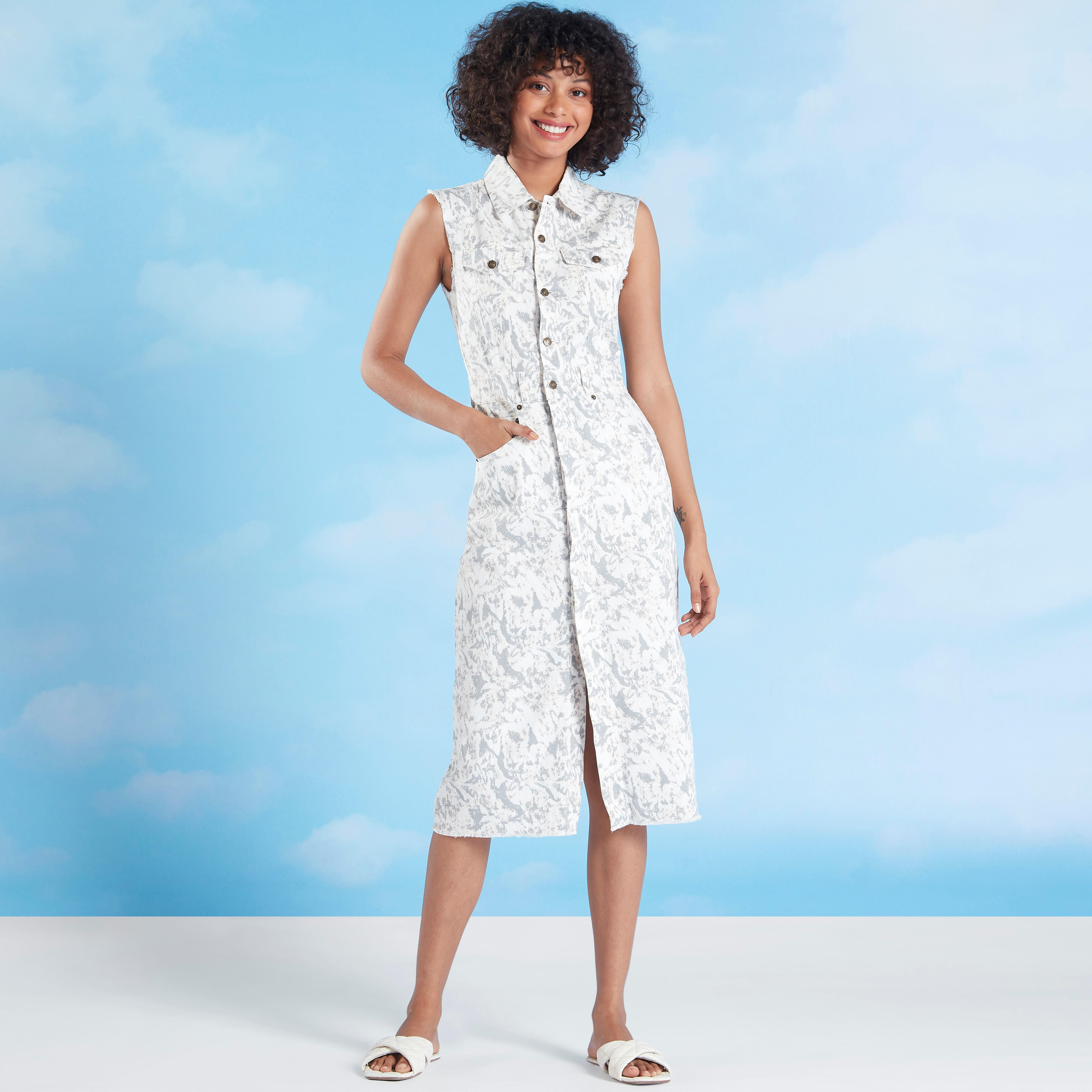 Sustainable Printed Midi Sleeveless Dress with Front Slit-women-clothing-dresses-image-1
