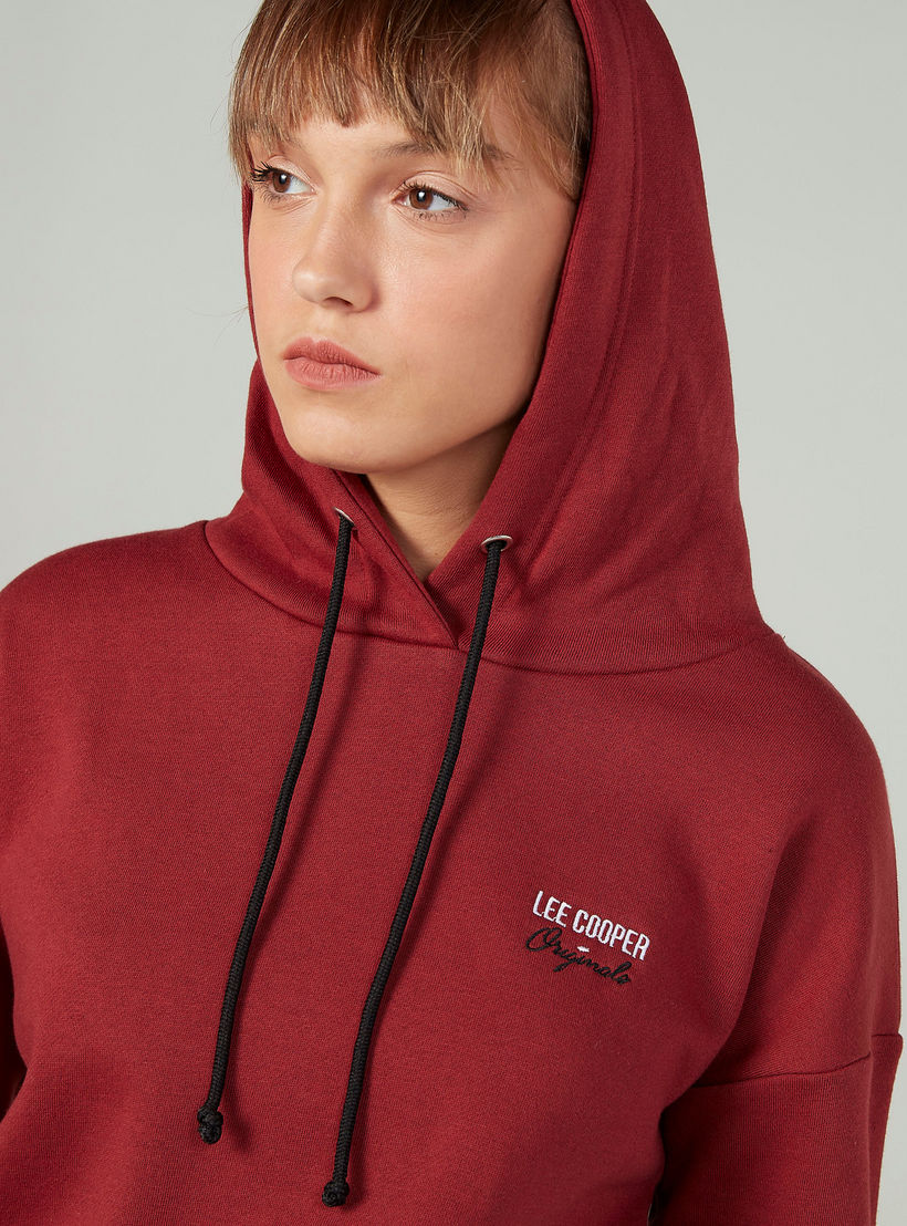 سويت شيرت سادة بقبعة وأكمام طويلة من لي كوبر-women-winterwear-hoodiesandsweatshirts-sweatshirts-image-2