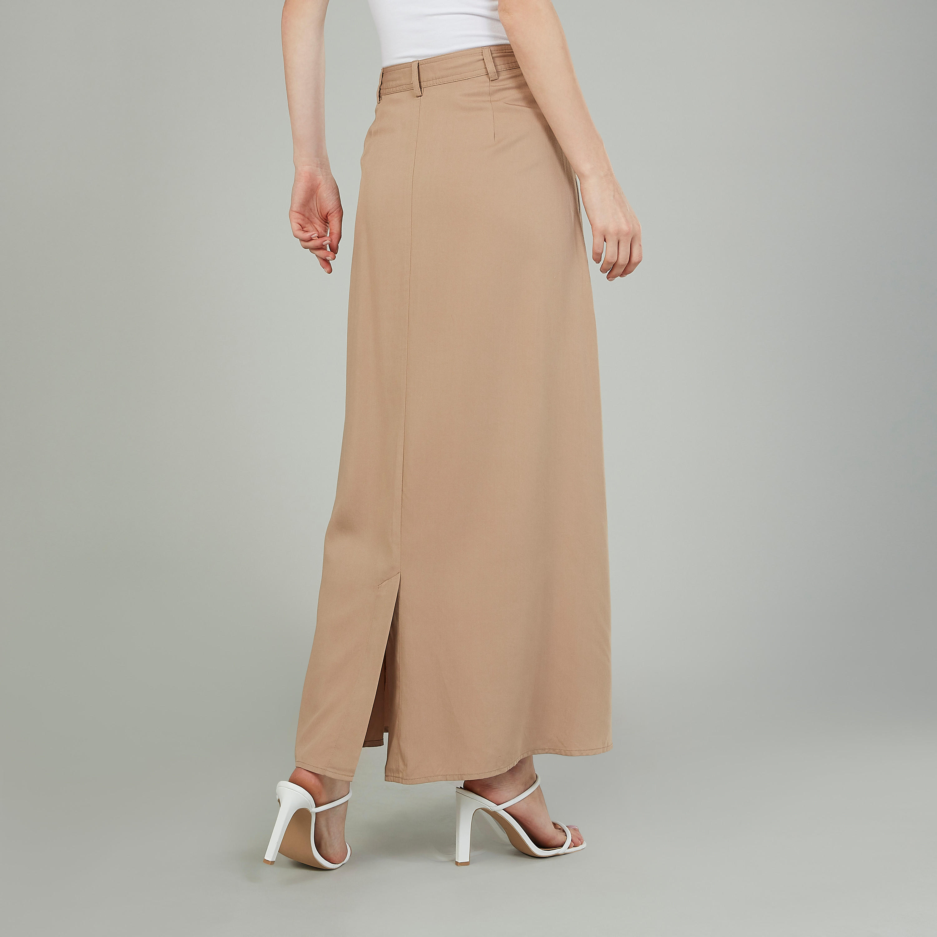 تنورة سادة طويلة إيه لاين بجيوب وحزام-women-clothing-bottoms-skirts-image-4