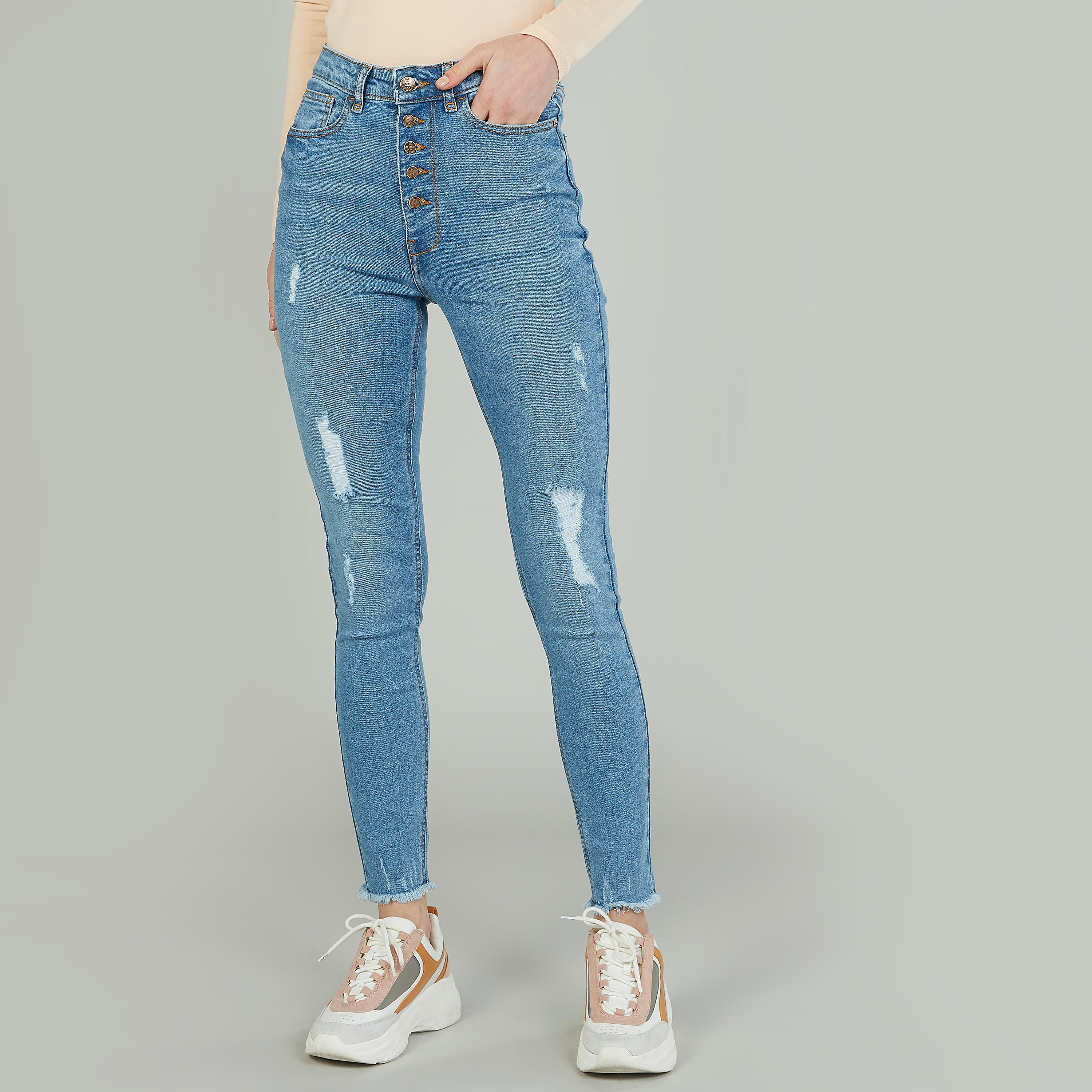 بنطلون جينز سكيني ممزّق من لي كوبر-women-clothing-bottoms-jeans-image-1