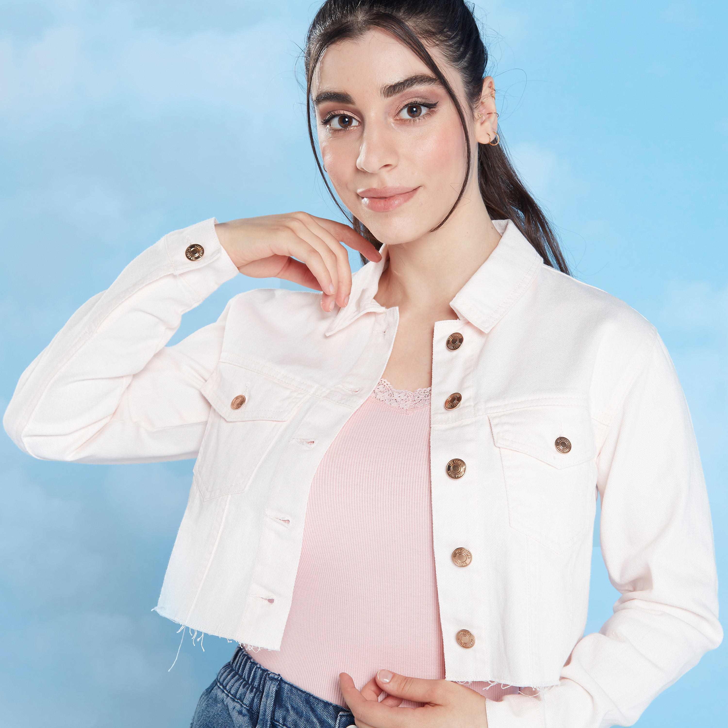 جاكيت مستدام دينم سادة بجيوب بطية من لي كوبر  -women-winterwear-coatsandjackets-jackets-image-4
