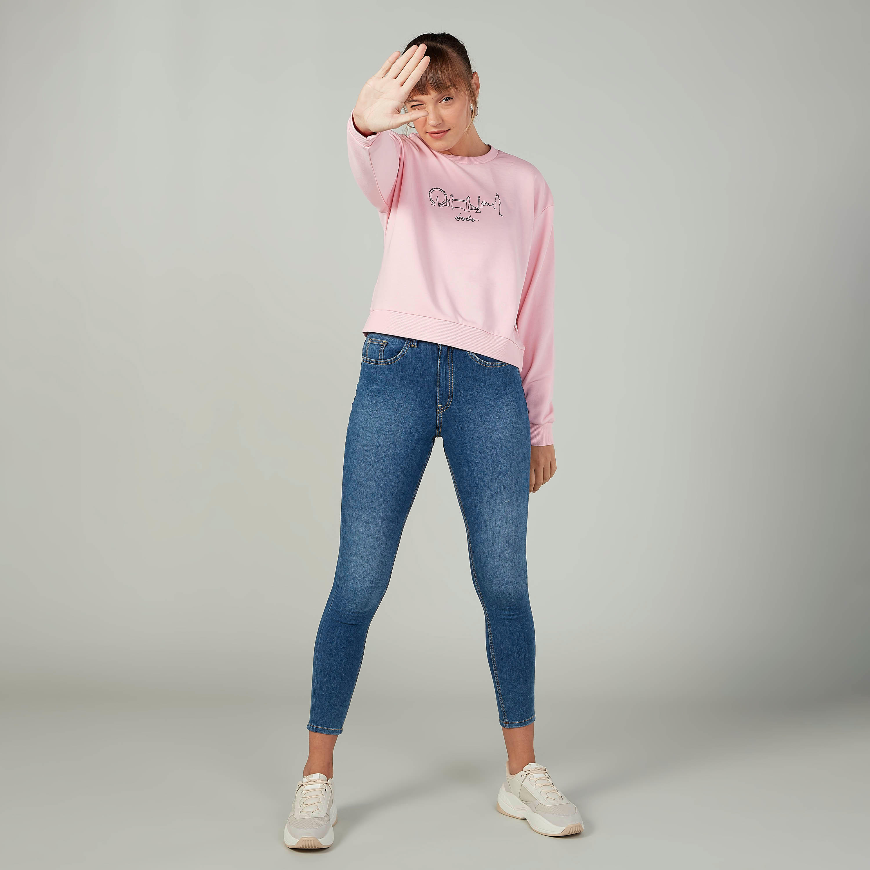 Sustainable Lee Cooper Printed Sweatshirt with Long Sleeves-women-winterwear-hoodiesandsweatshirts-sweatshirts-image-2