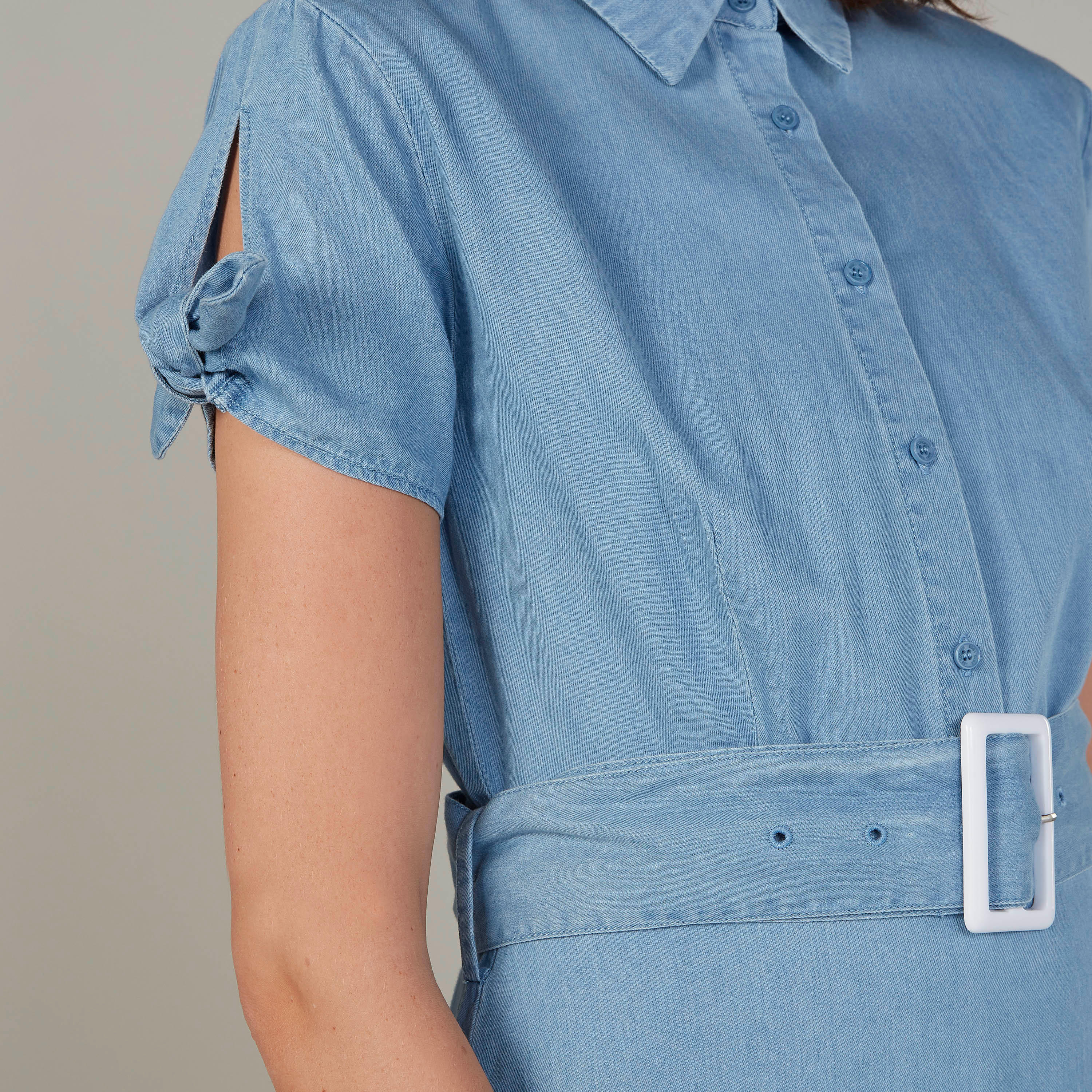 فستان مستدام قميص آيه لاين متوسط الطول بأكمام قصيرة من لي كوبر-women-clothing-dresses-image-3