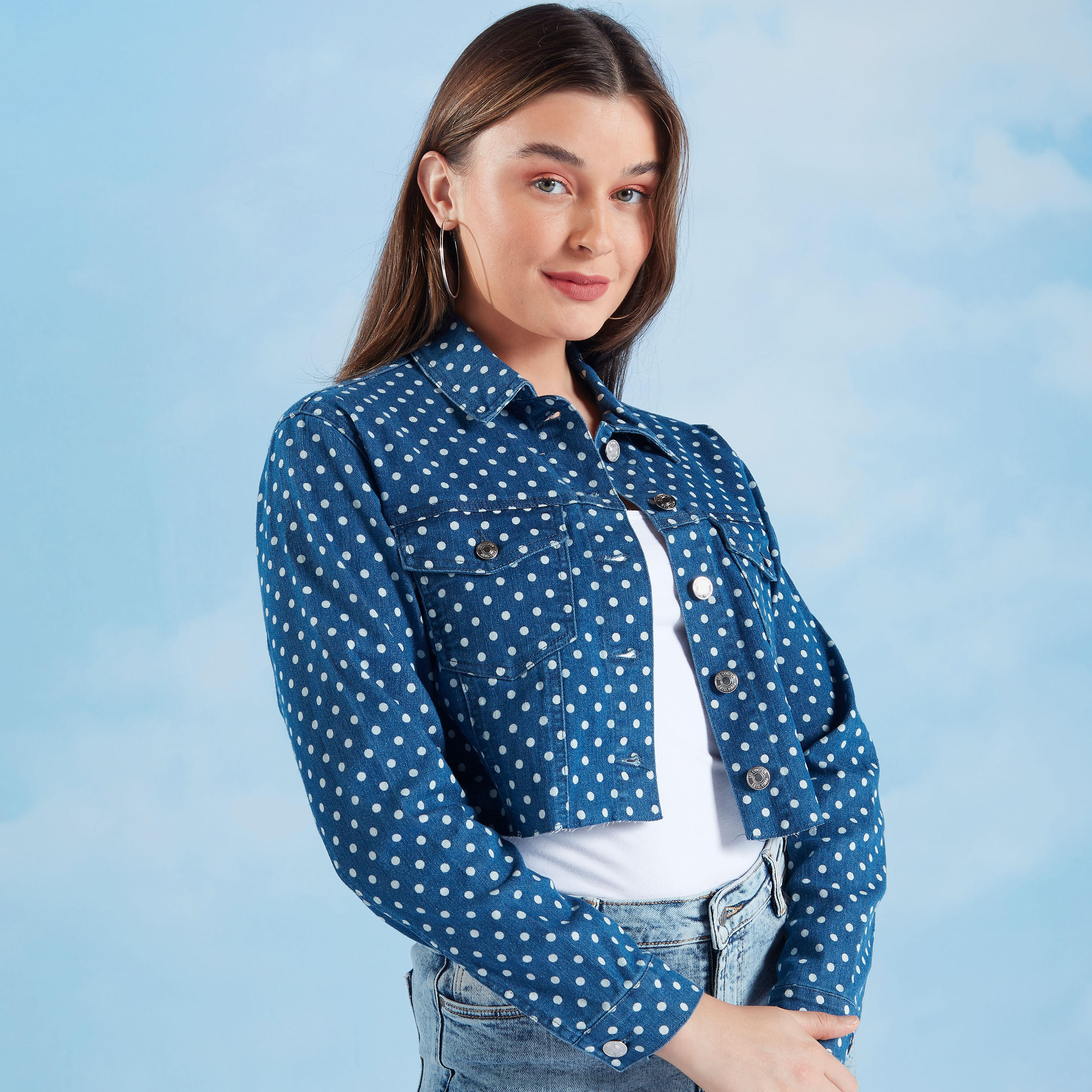 جاكيت مستدام دينم قصير بأكمام طويلة من لي كوبر -women-winterwear-coatsandjackets-jackets-image-1