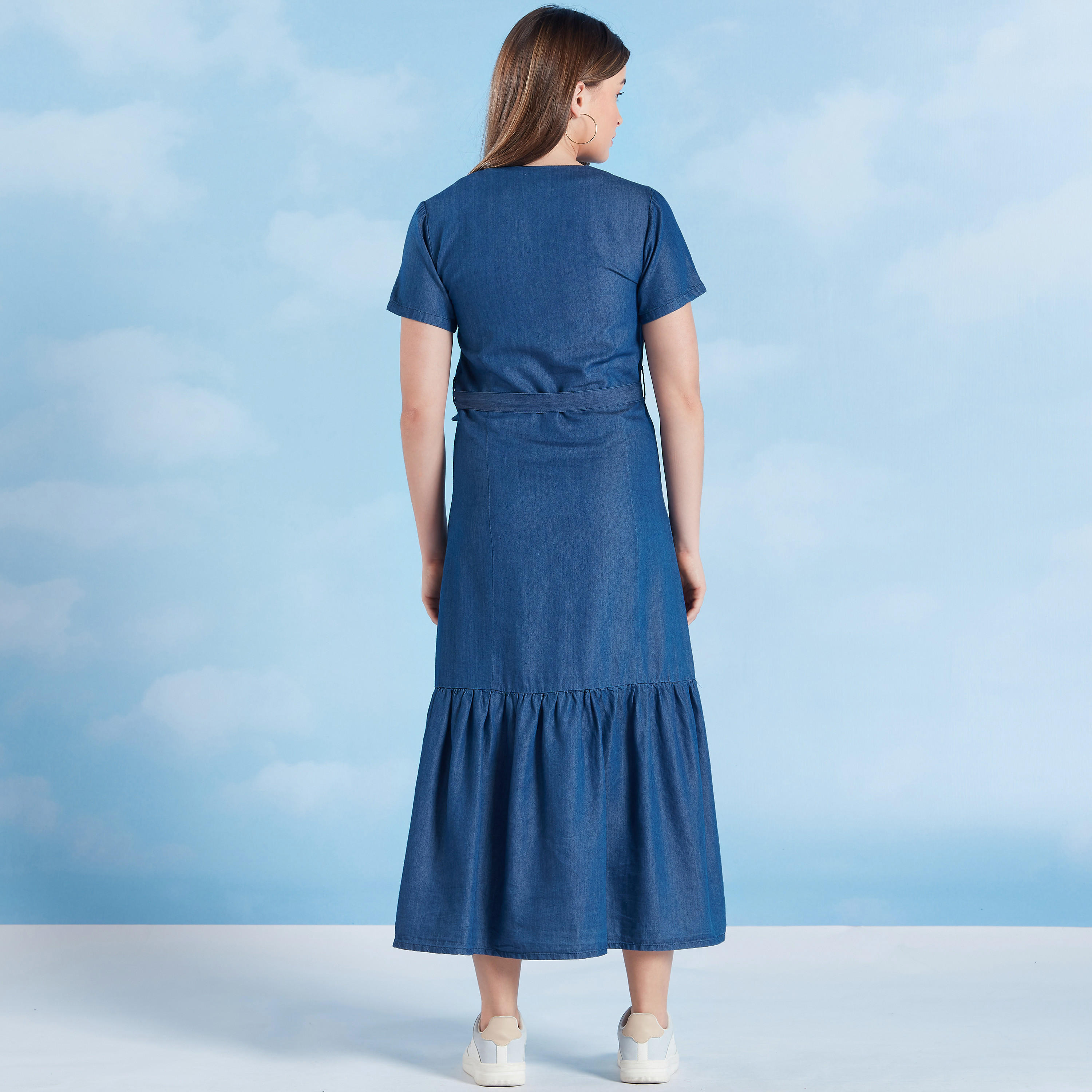 فستان قميص مستدام  آيه لاين متوسطة الطول بأكمام قصيرة من لي كوبر -women-clothing-dresses-image-6