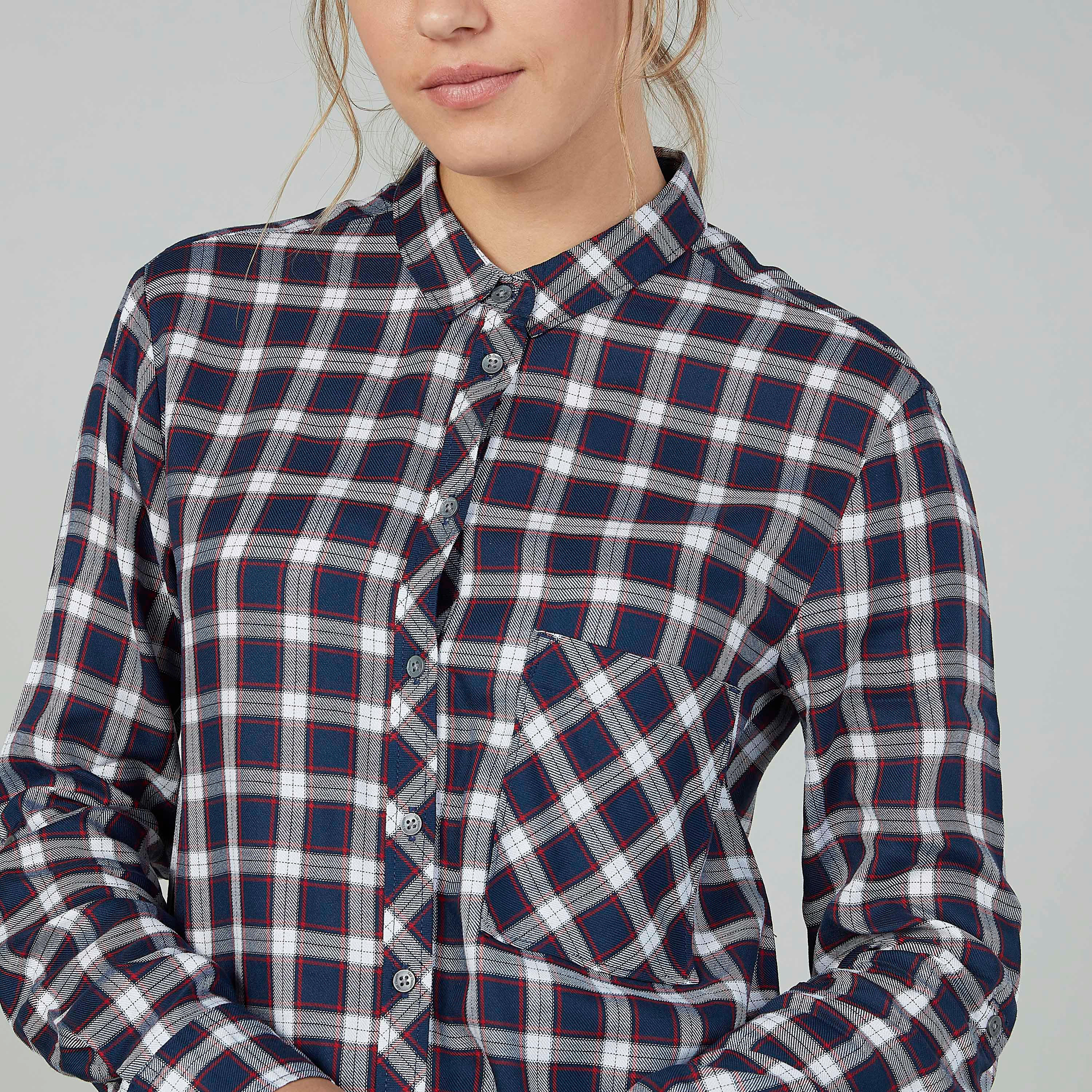قميص كاروهات بأكمام طويلة وجيب على الصدر من لي كوبر-women-clothing-shirtsandblouses-shirts-image-3