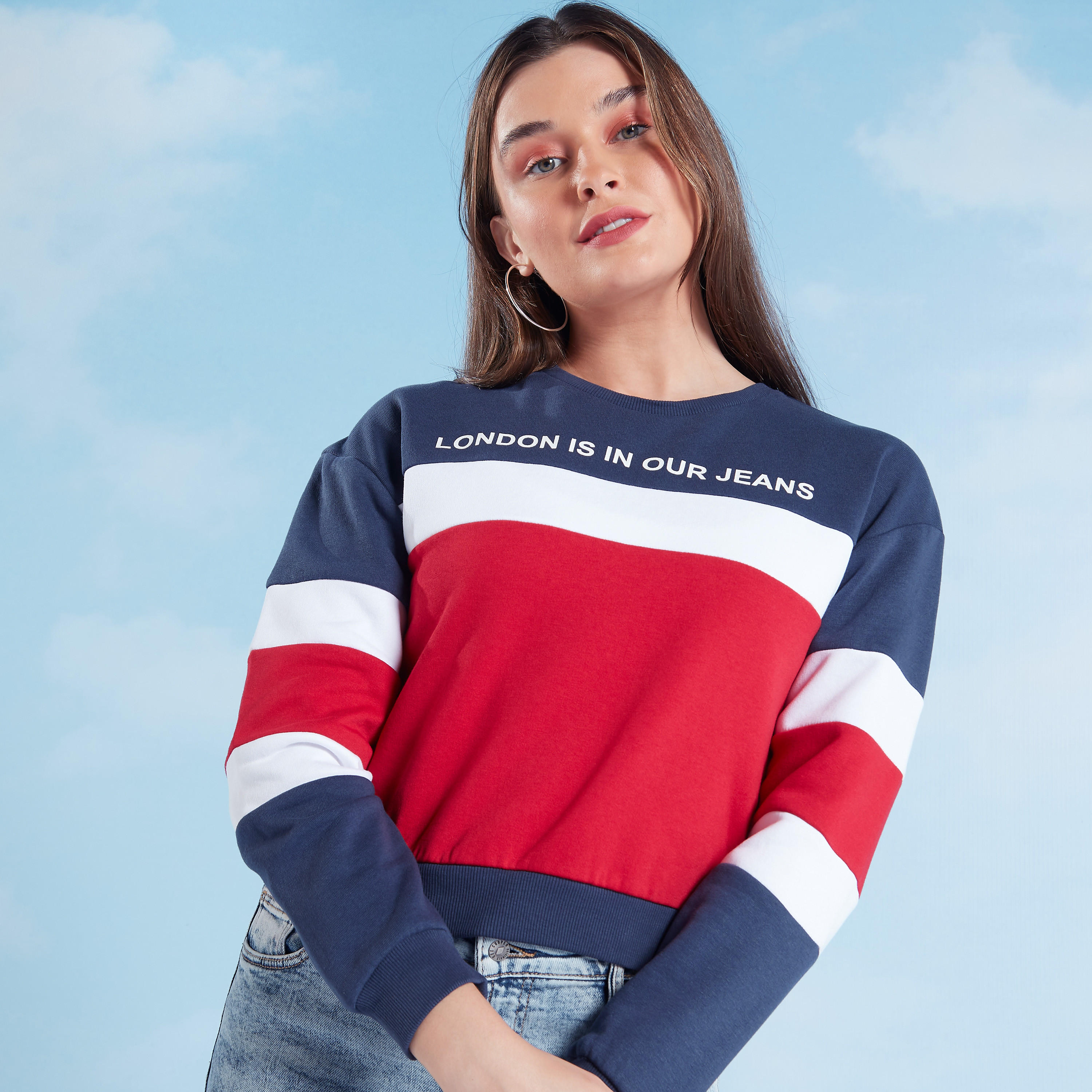Lee Cooper Printed Sweatshirt with Crew Neck and Long Sleeves-women-winterwear-hoodiesandsweatshirts-sweatshirts-image-1