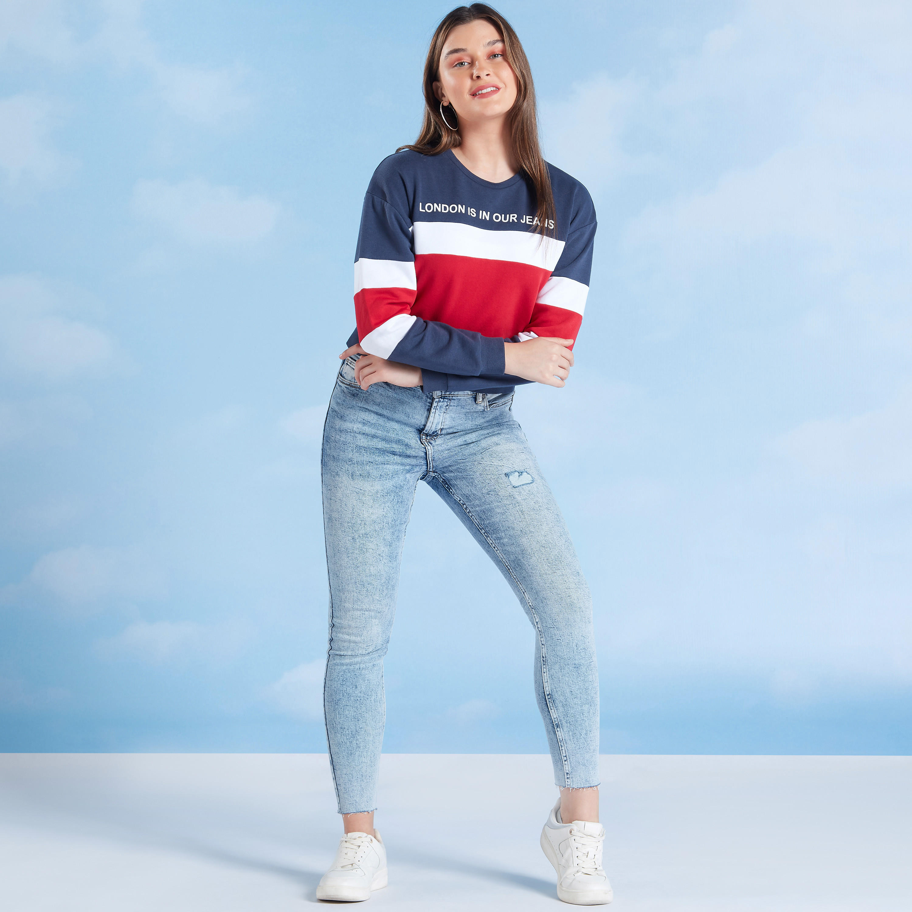 Lee Cooper Printed Sweatshirt with Crew Neck and Long Sleeves-women-winterwear-hoodiesandsweatshirts-sweatshirts-image-2