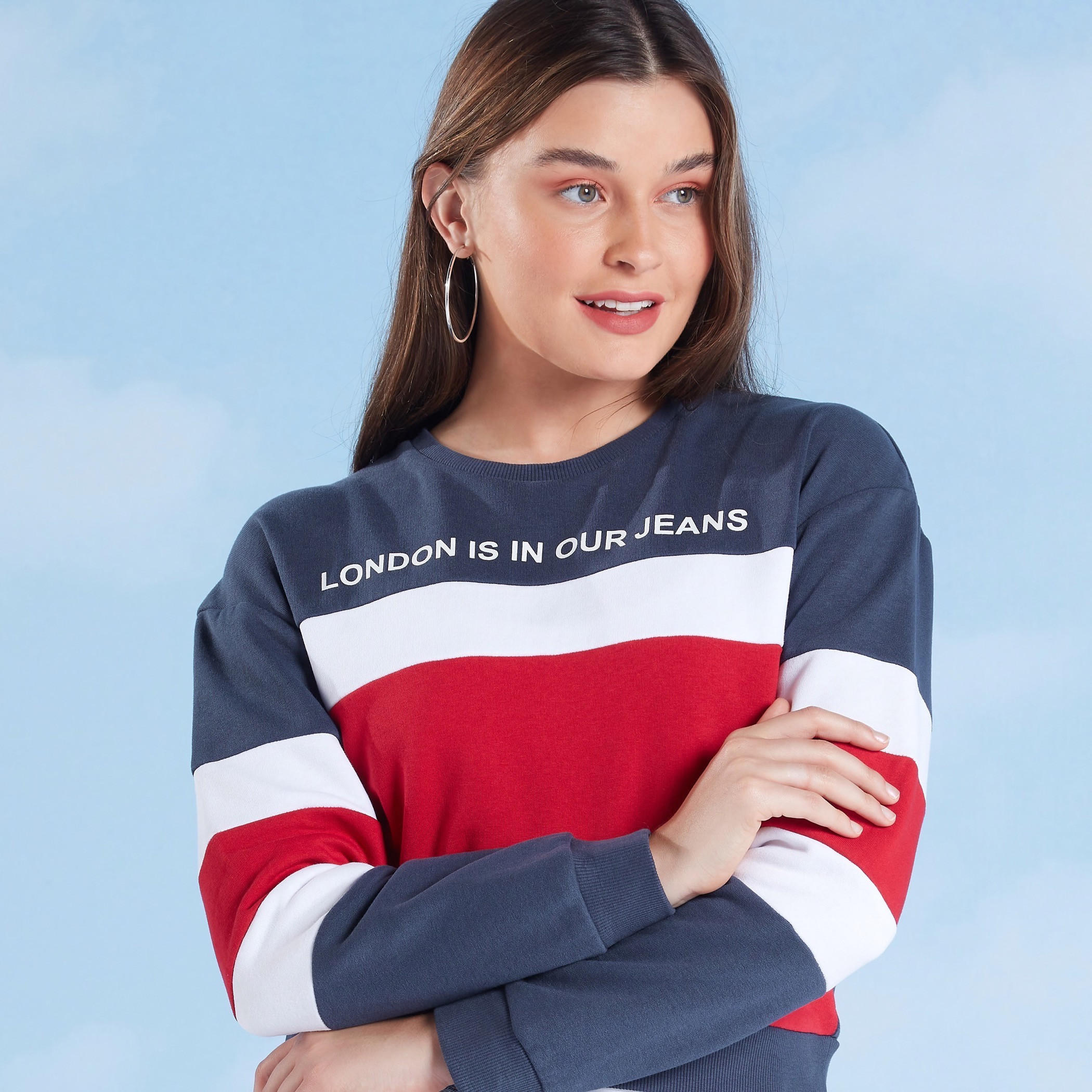 Lee Cooper Printed Sweatshirt with Crew Neck and Long Sleeves-women-winterwear-hoodiesandsweatshirts-sweatshirts-image-3
