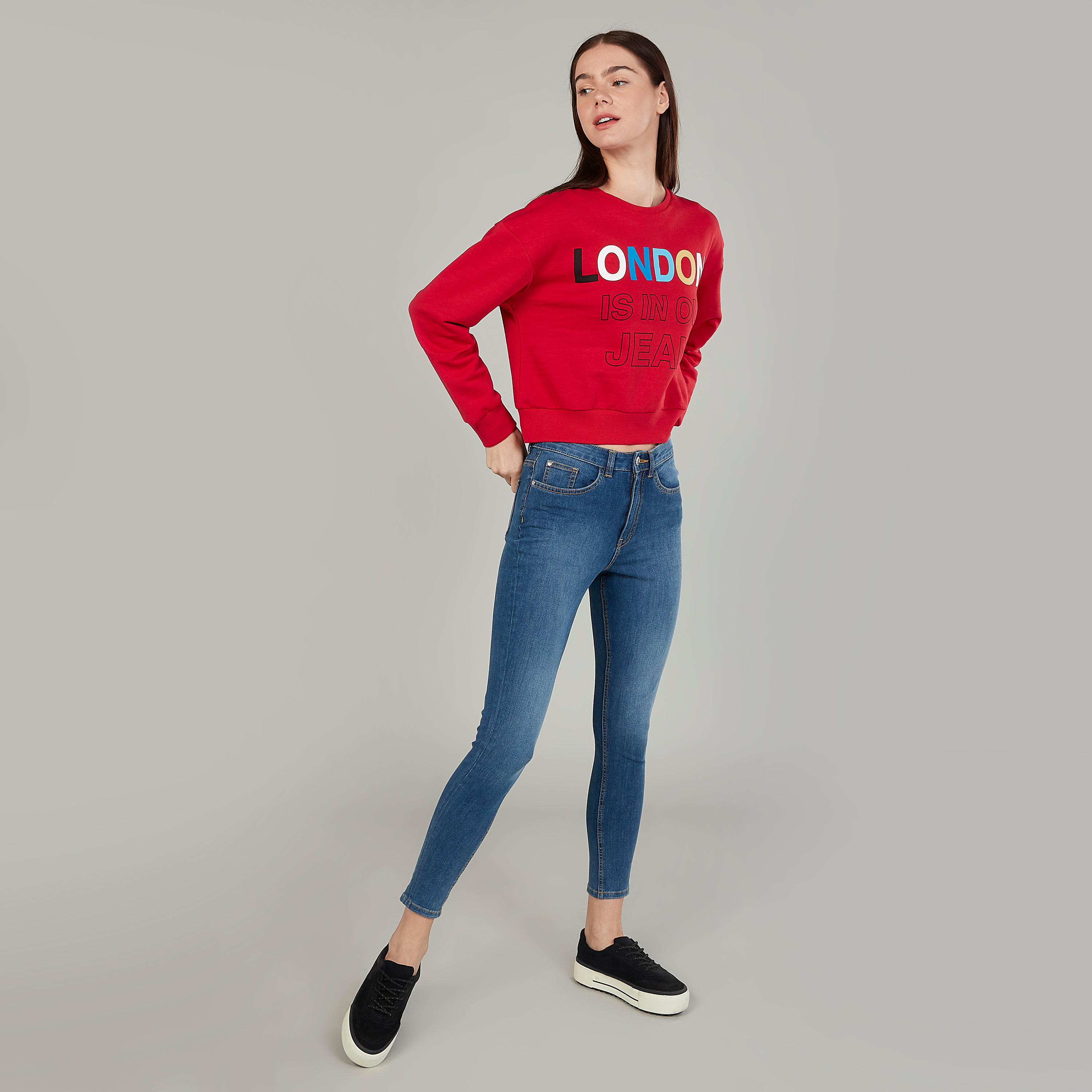 Lee Cooper Printed Sweatshirt with Crew Neck and Long Sleeves-women-winterwear-hoodiesandsweatshirts-sweatshirts-image-2