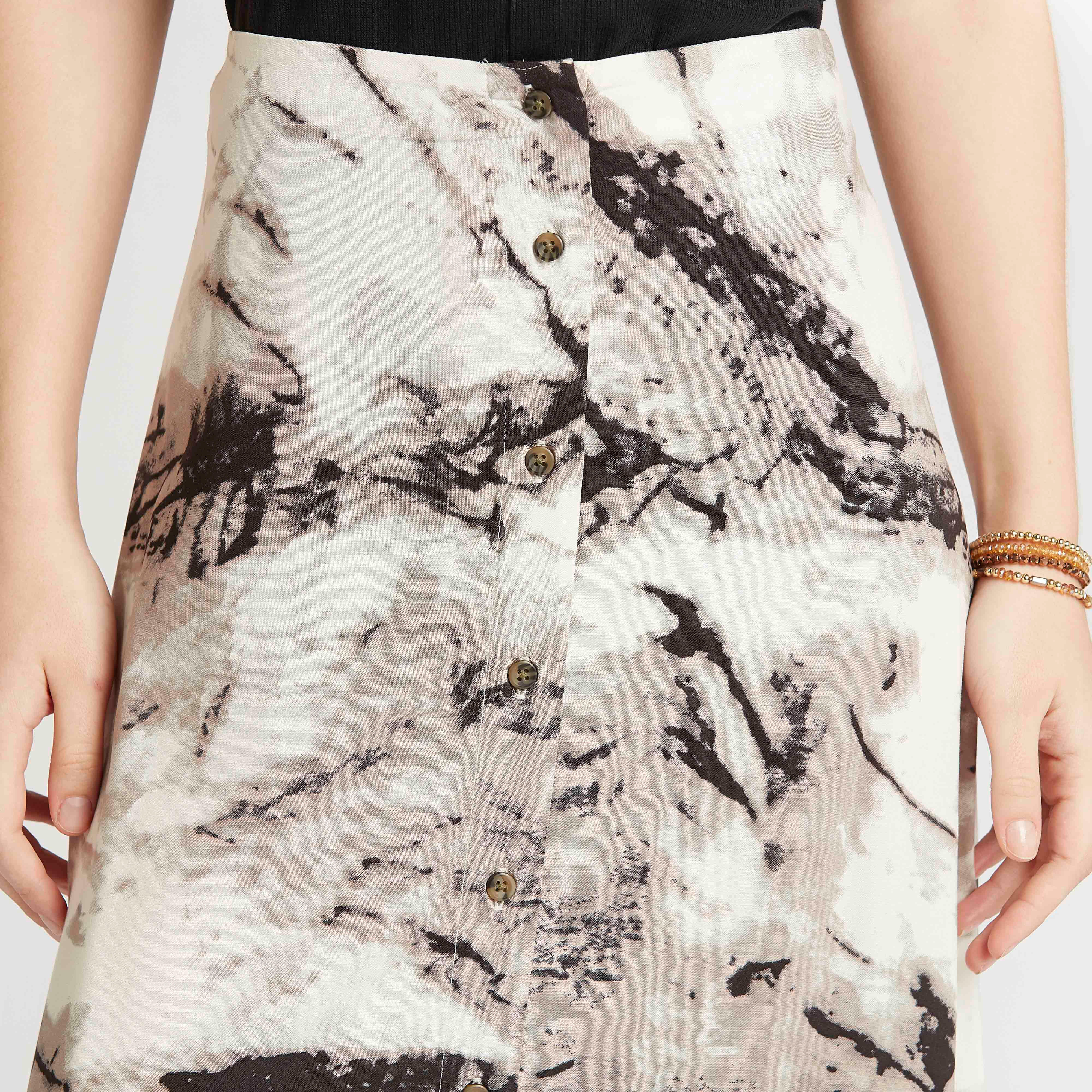 Lee Cooper Printed Midi Shift Skirt with Button Detail-women-clothing-bottoms-skirts-image-3