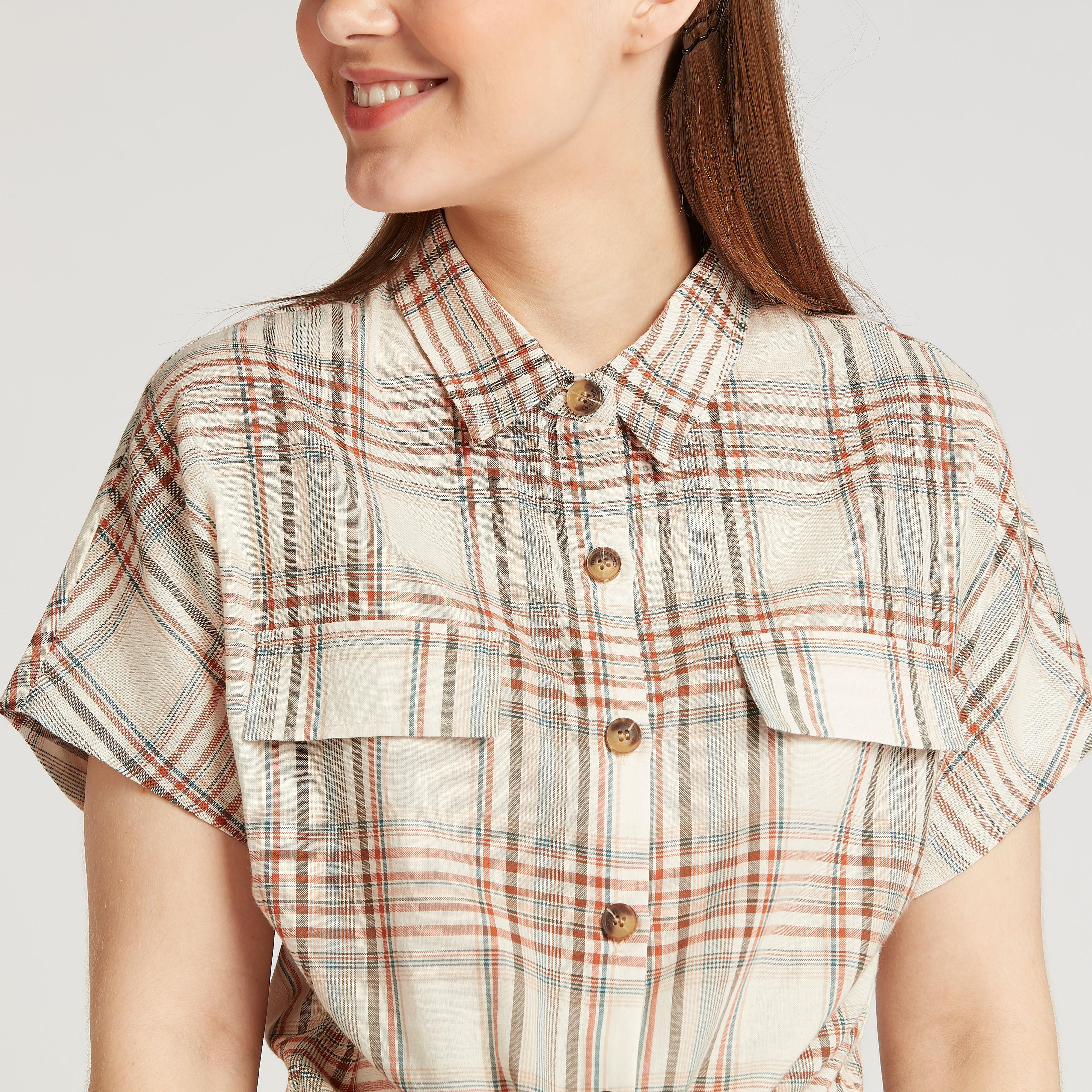 Sustainable Lee Cooper Checked Shirt with Short Sleeves-women-clothing-shirtsandblouses-shirts-image-3