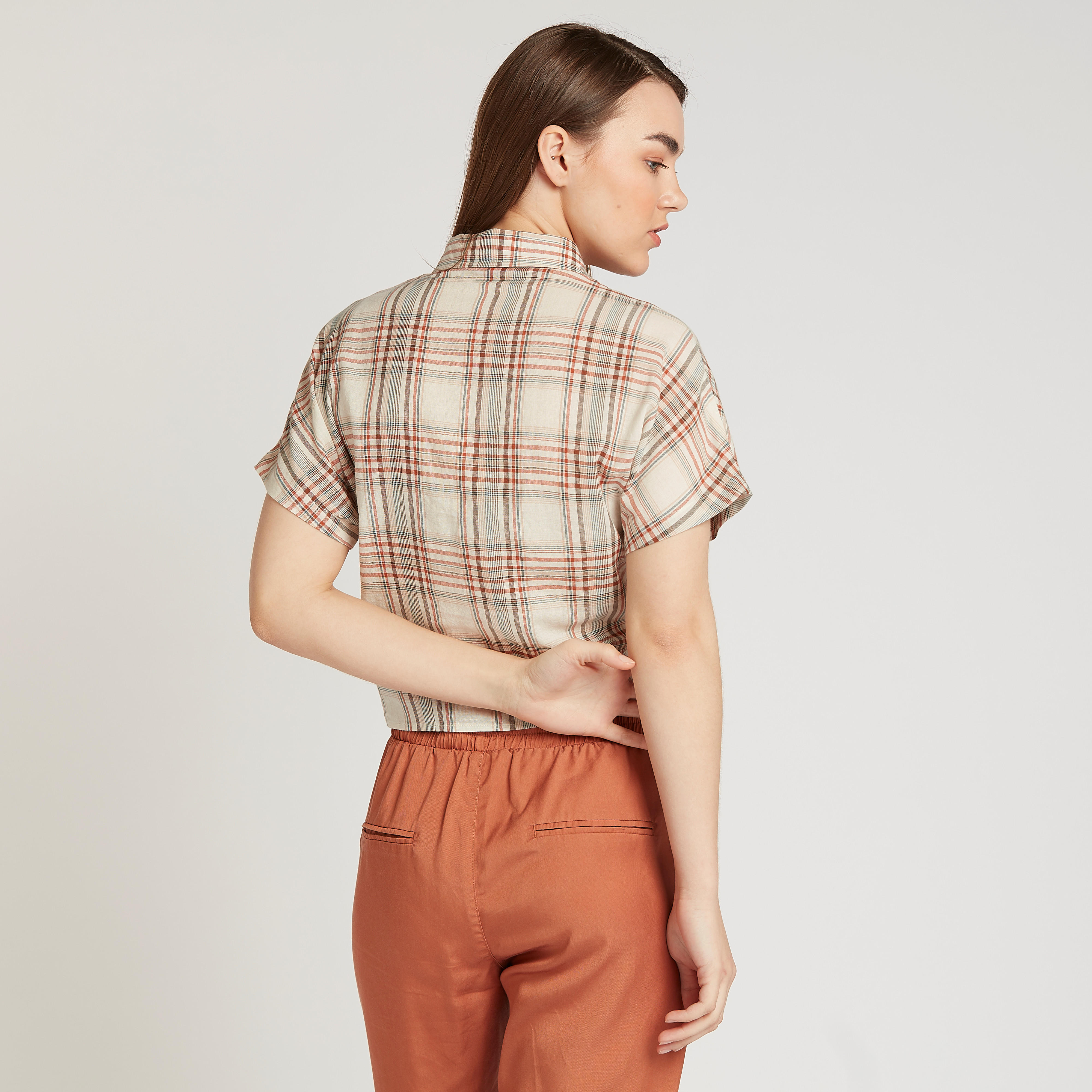 Sustainable Lee Cooper Checked Shirt with Short Sleeves-women-clothing-shirtsandblouses-shirts-image-4