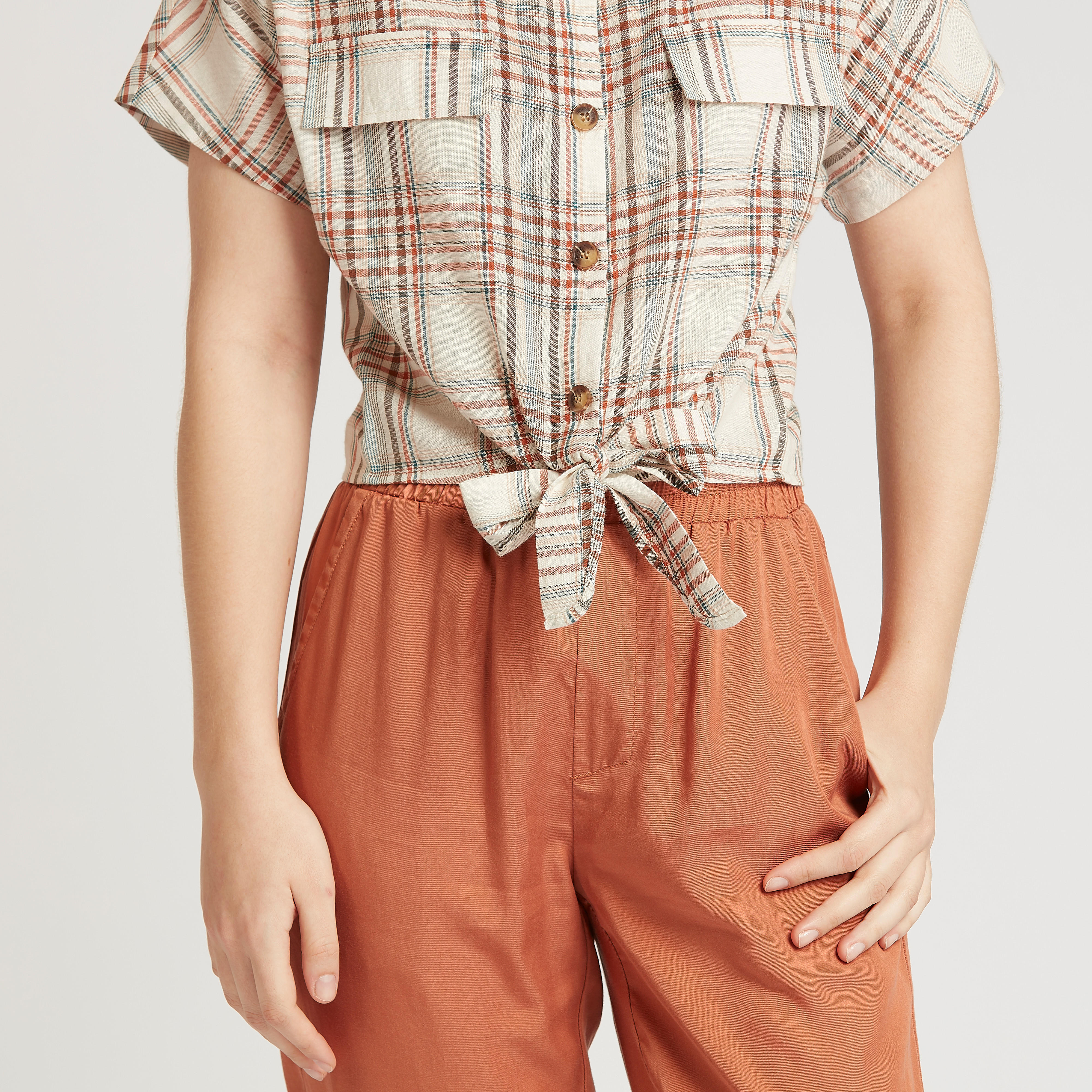Sustainable Lee Cooper Checked Shirt with Short Sleeves-women-clothing-shirtsandblouses-shirts-image-5