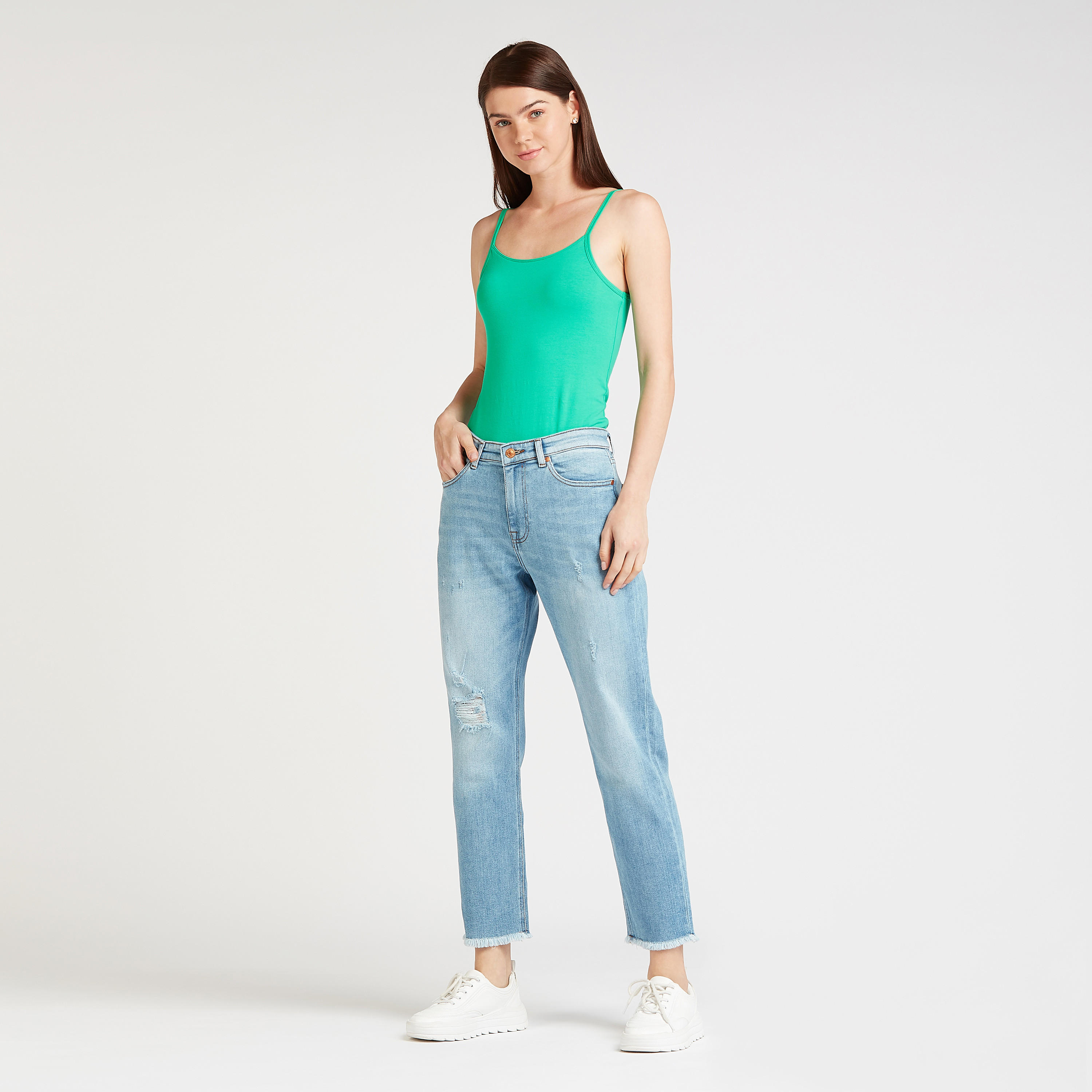 بنطلون جينز موم ممزّق بخصرمرتفع من لي كوبر-women-clothing-bottoms-jeans-image-2
