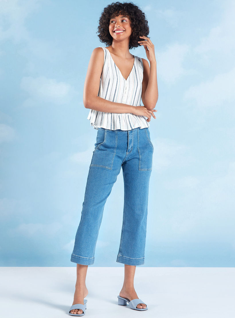 Lee Cooper Striped Sleeveless Top with V-neck-women-clothing-shirtsandblouses-blouses-image-2