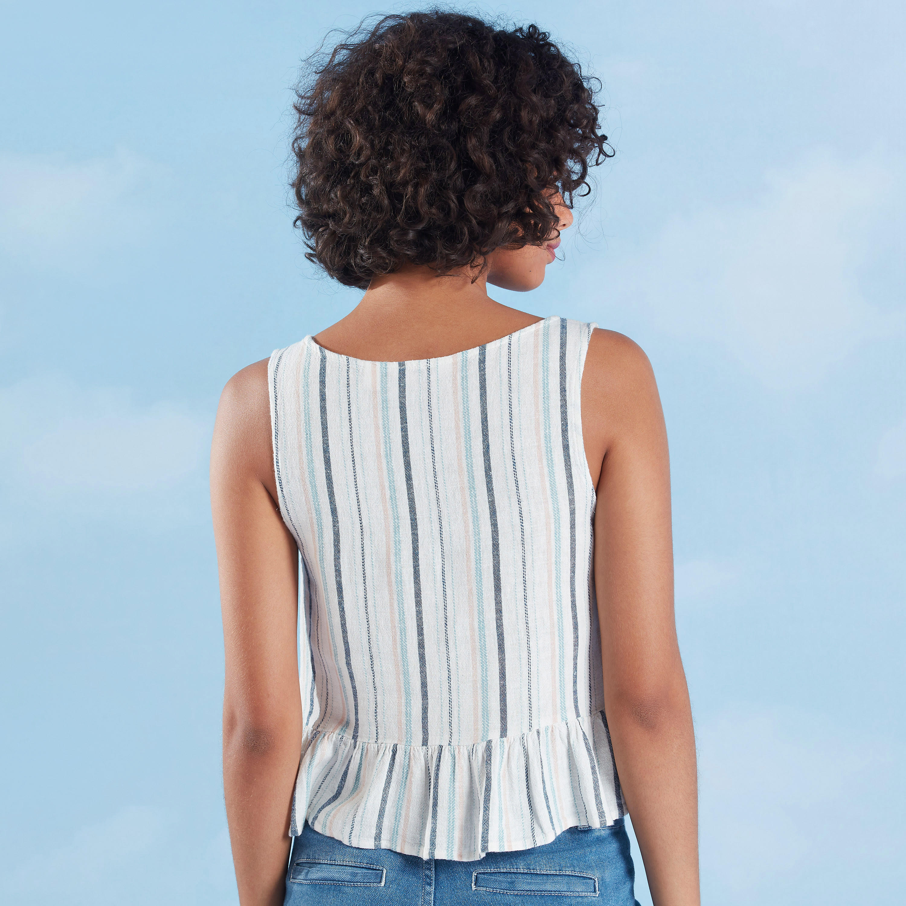 Lee Cooper Striped Sleeveless Top with V-neck-women-clothing-shirtsandblouses-blouses-image-5