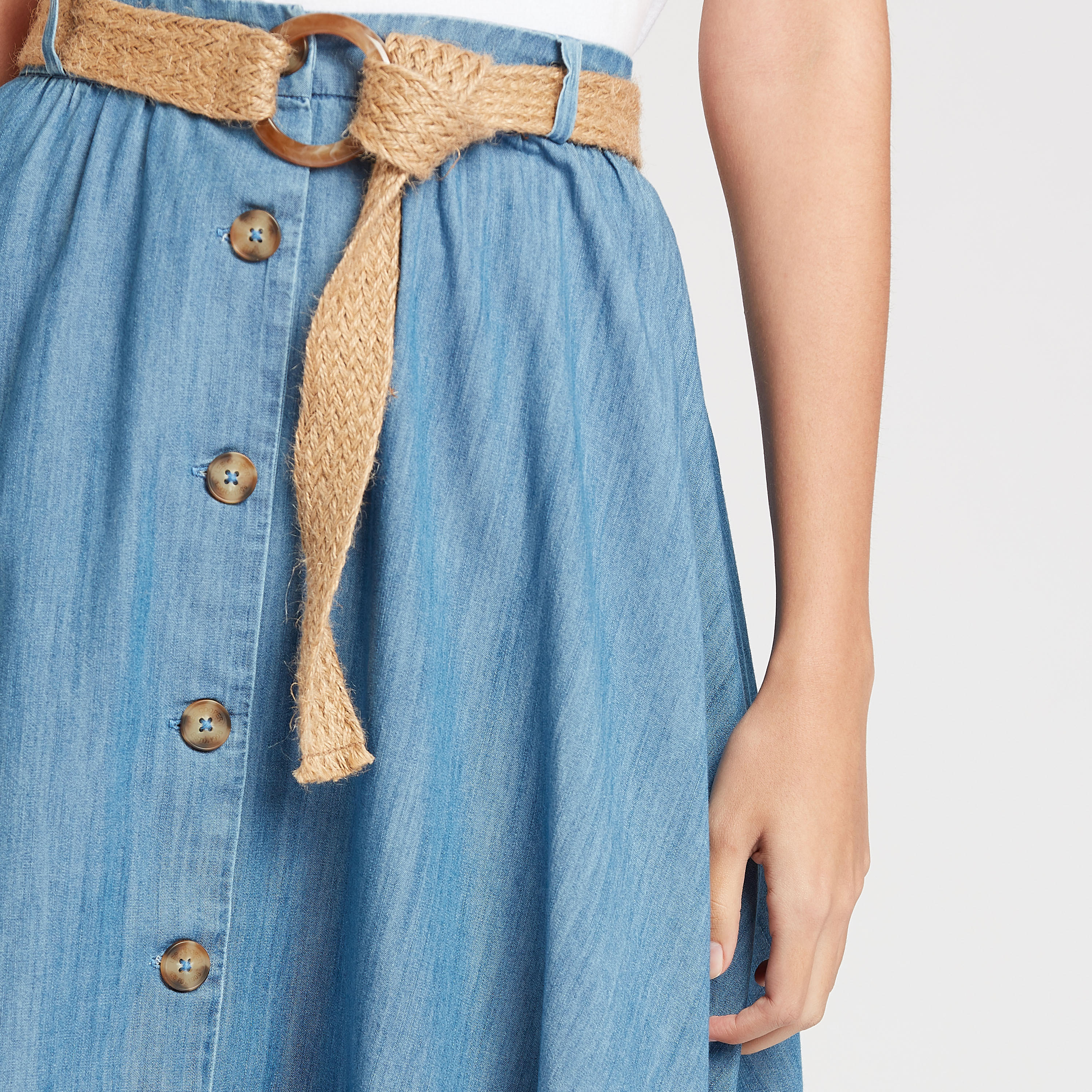 تنورة إيه لاين ميدي دنيم بحزام من لي كوبر-women-clothing-bottoms-skirts-image-3