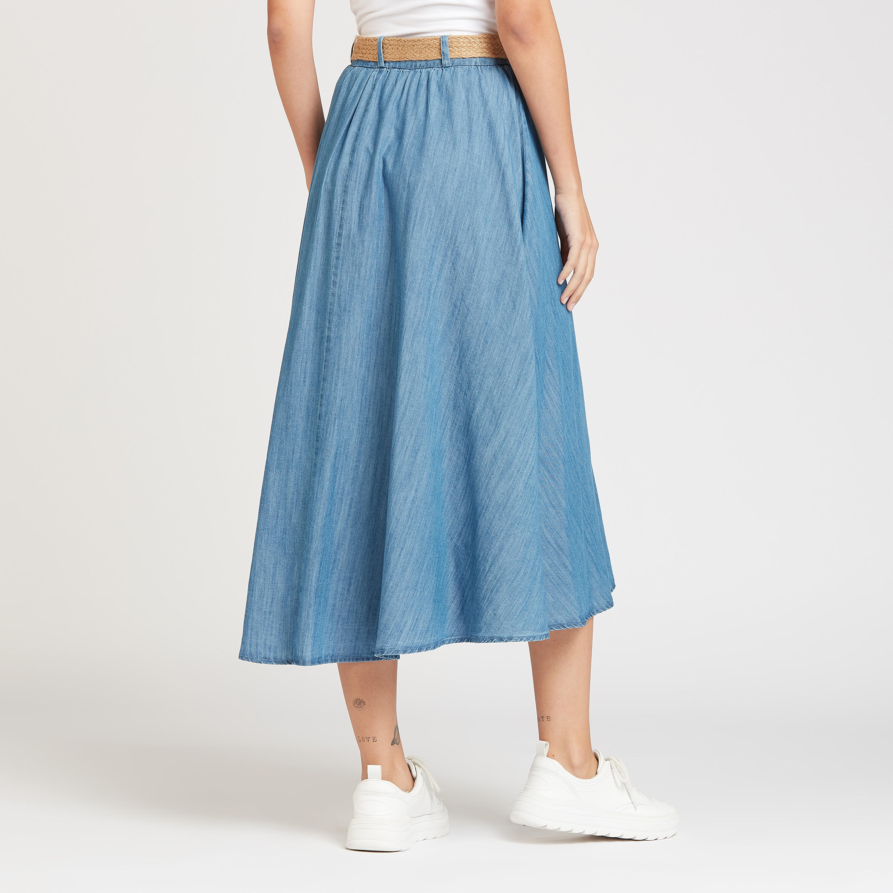 تنورة إيه لاين ميدي دنيم بحزام من لي كوبر-women-clothing-bottoms-skirts-image-4