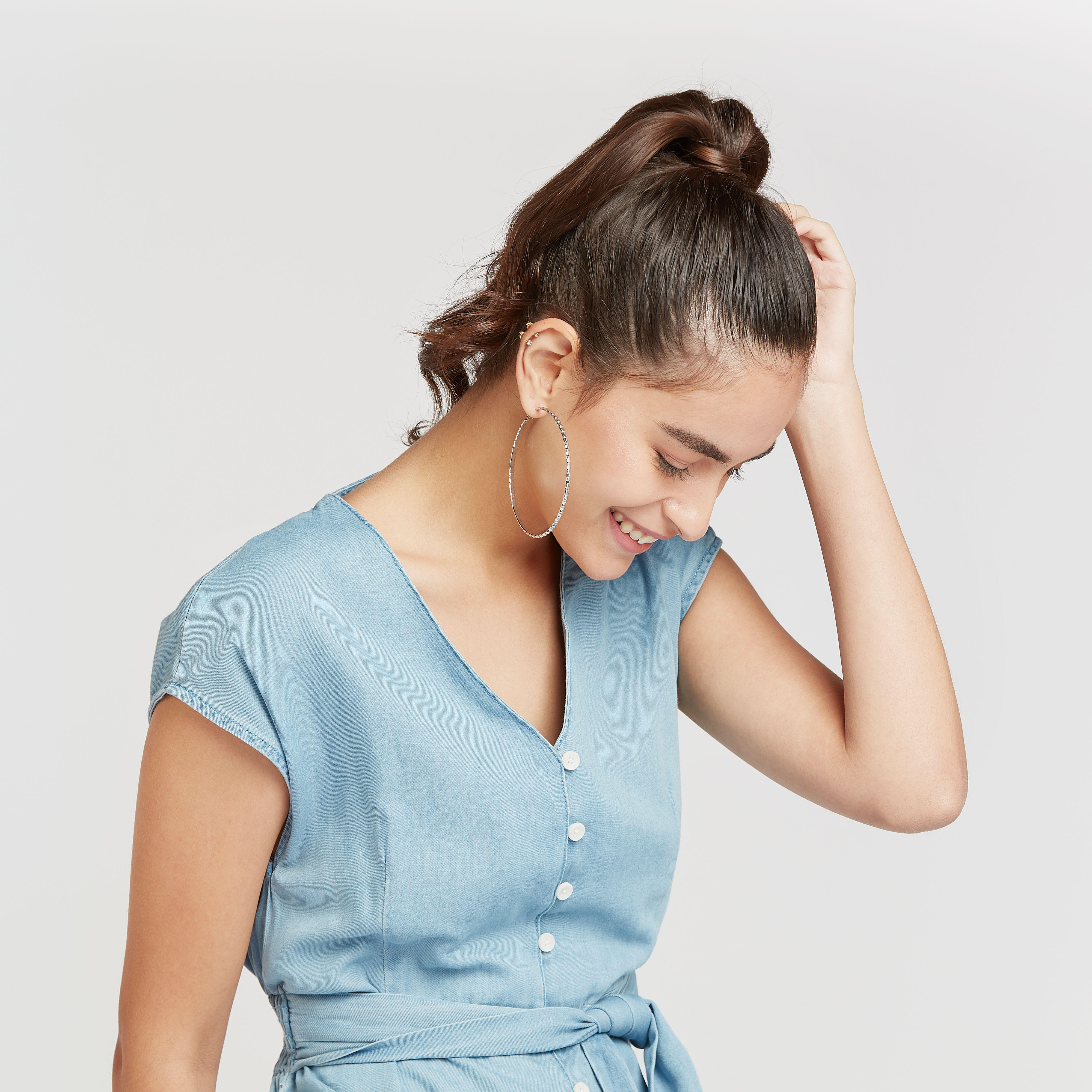 فستان إيه لاين ميدي سادة بأكمام كاب و أربطة من لي كوبر-women-clothing-dresses-image-6