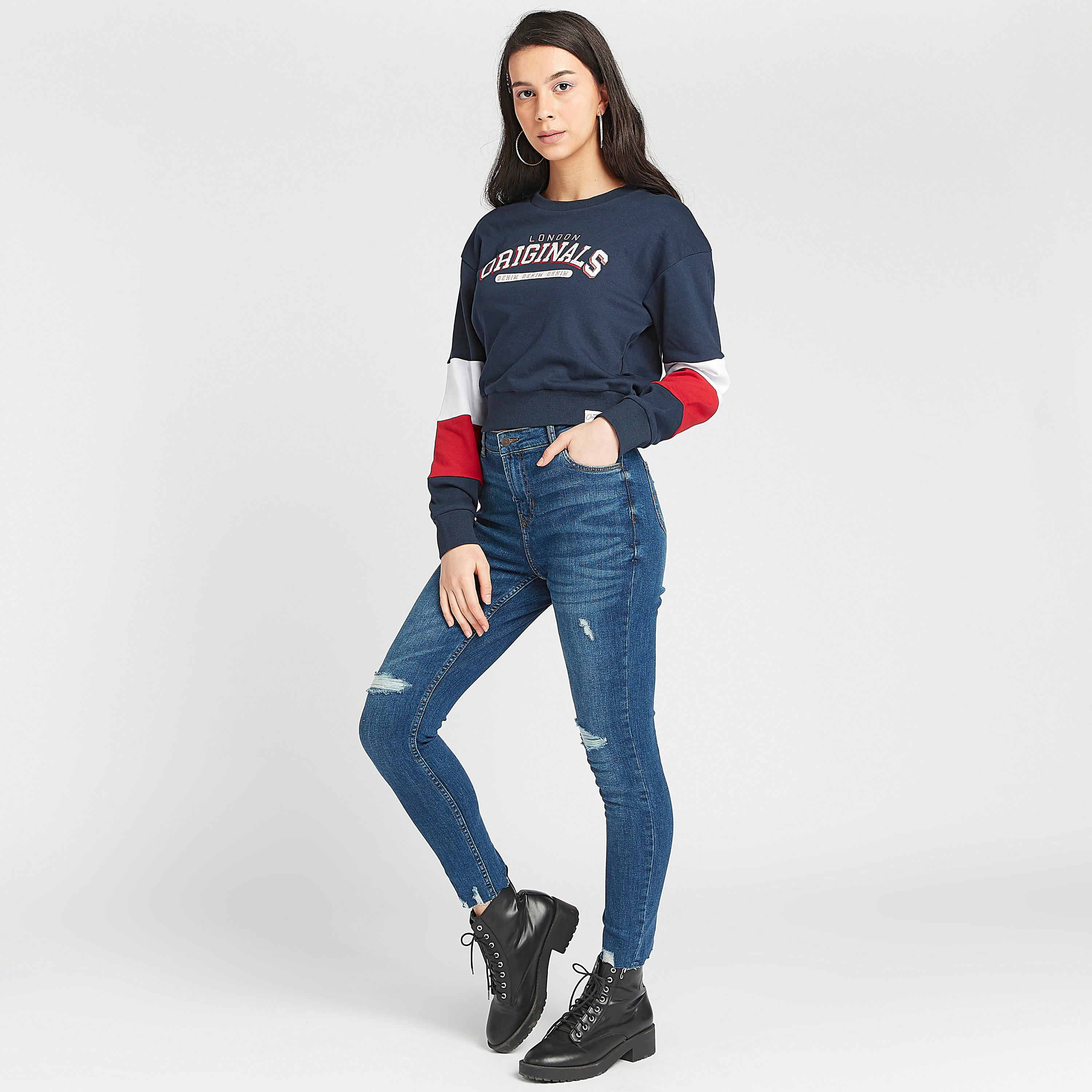 بنطلون جينز دنيم مضلع سكيني فيت بزر إغلاق من لي كوبر-women-clothing-bottoms-jeans-image-2