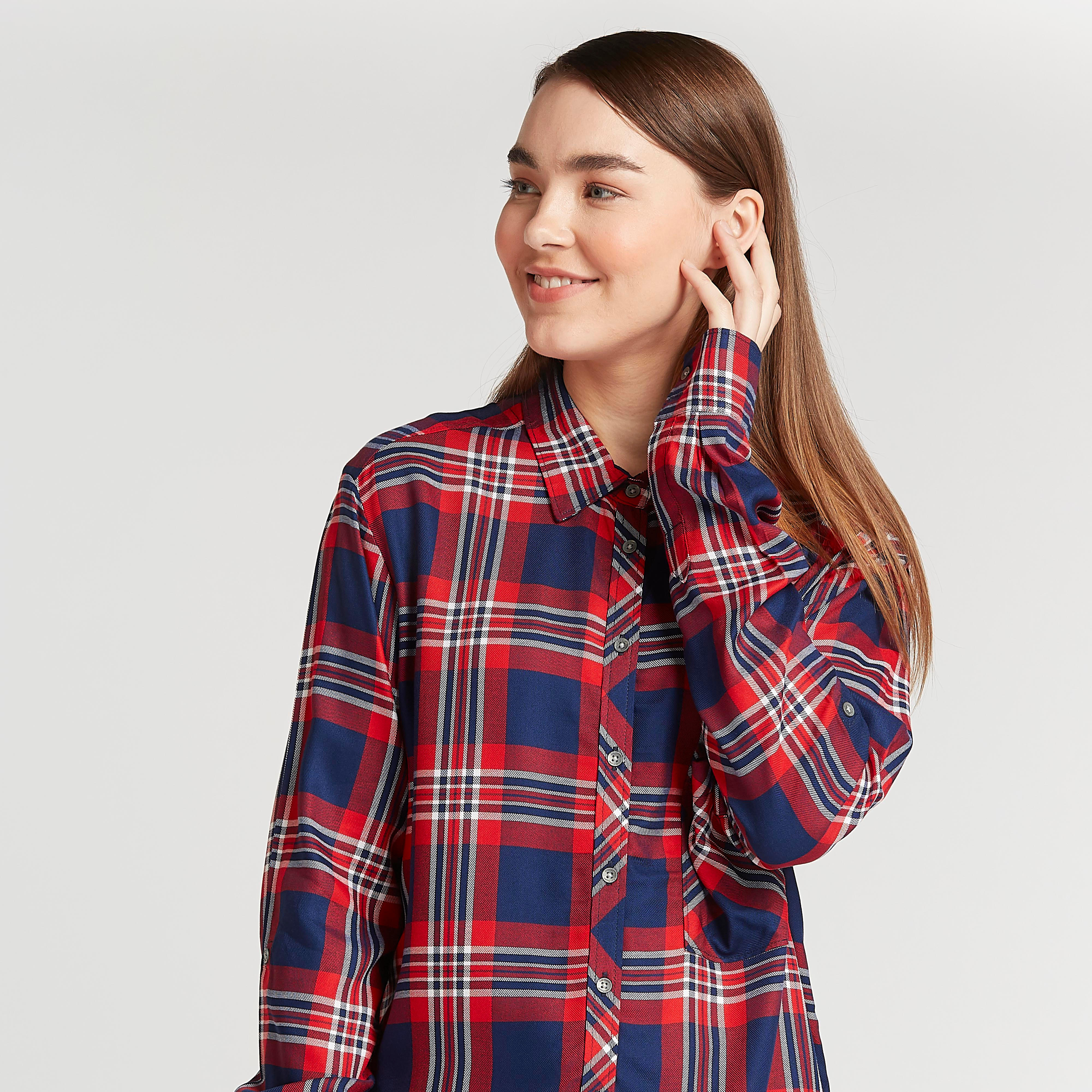 قميص كاروهات بأكمام طويلة وجيب على الصدر من لي كوبر-women-clothing-shirtsandblouses-shirts-image-3
